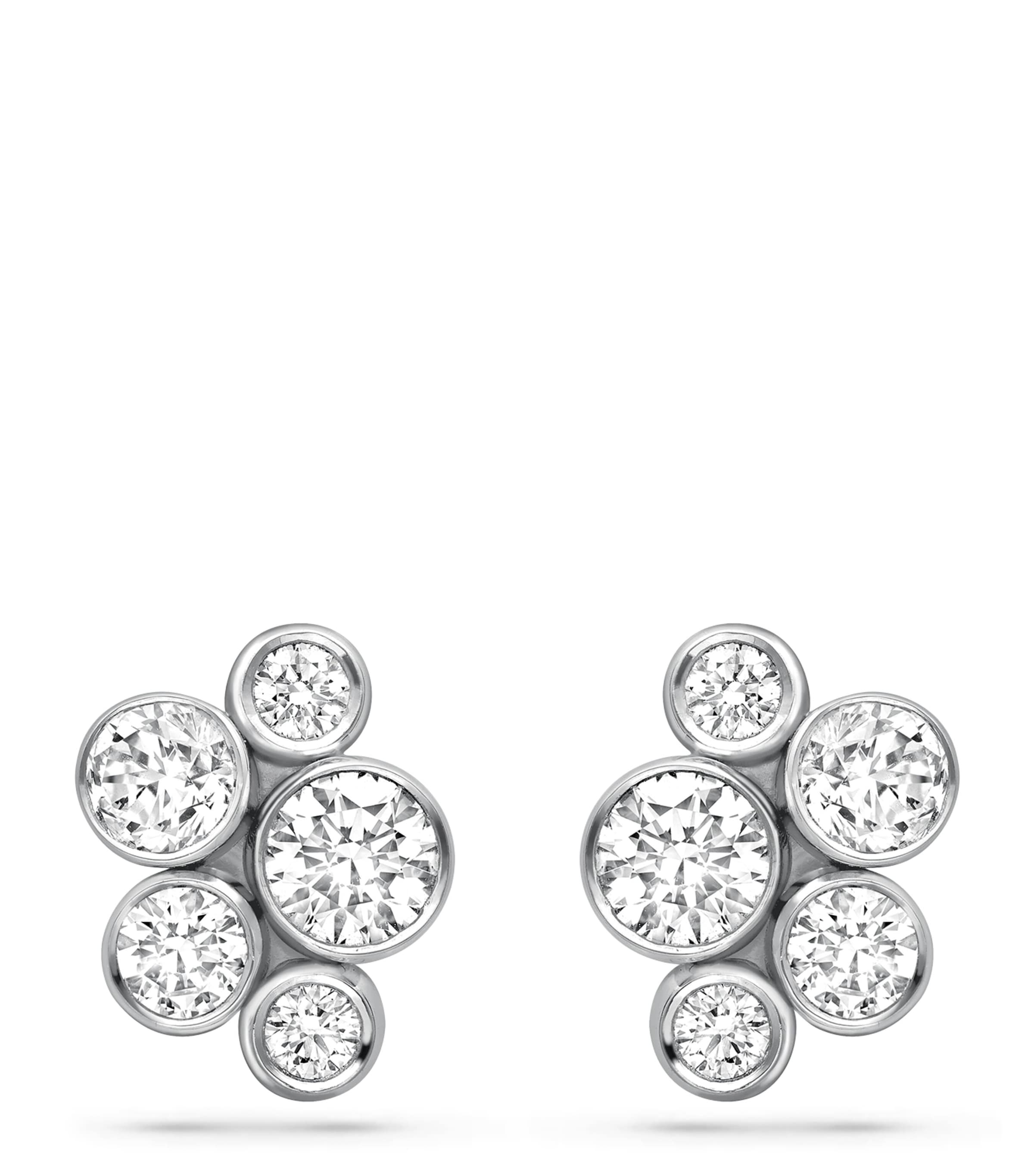 Boodles Platinum and Diamond Large Raindance Stud Earrings Platinum