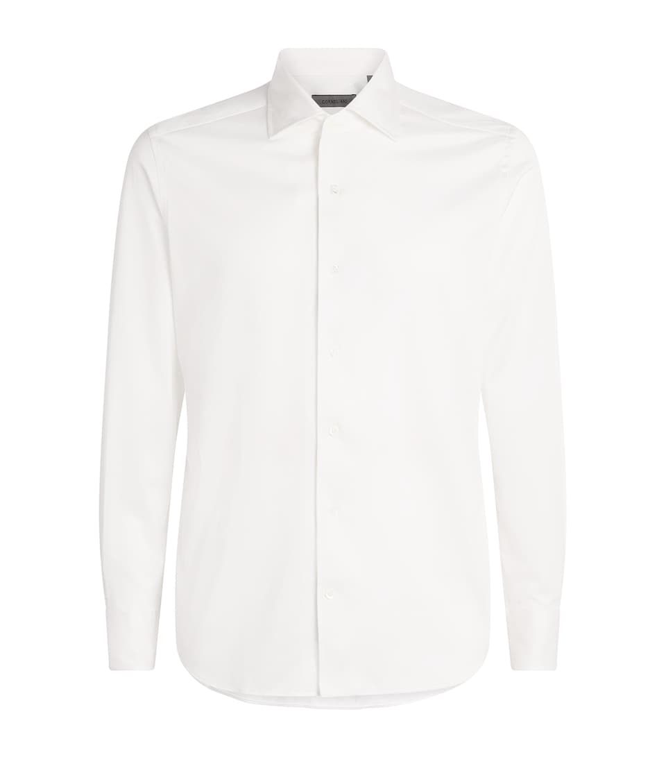 Corneliani Mens Cotton Jersey Shirt Optical White