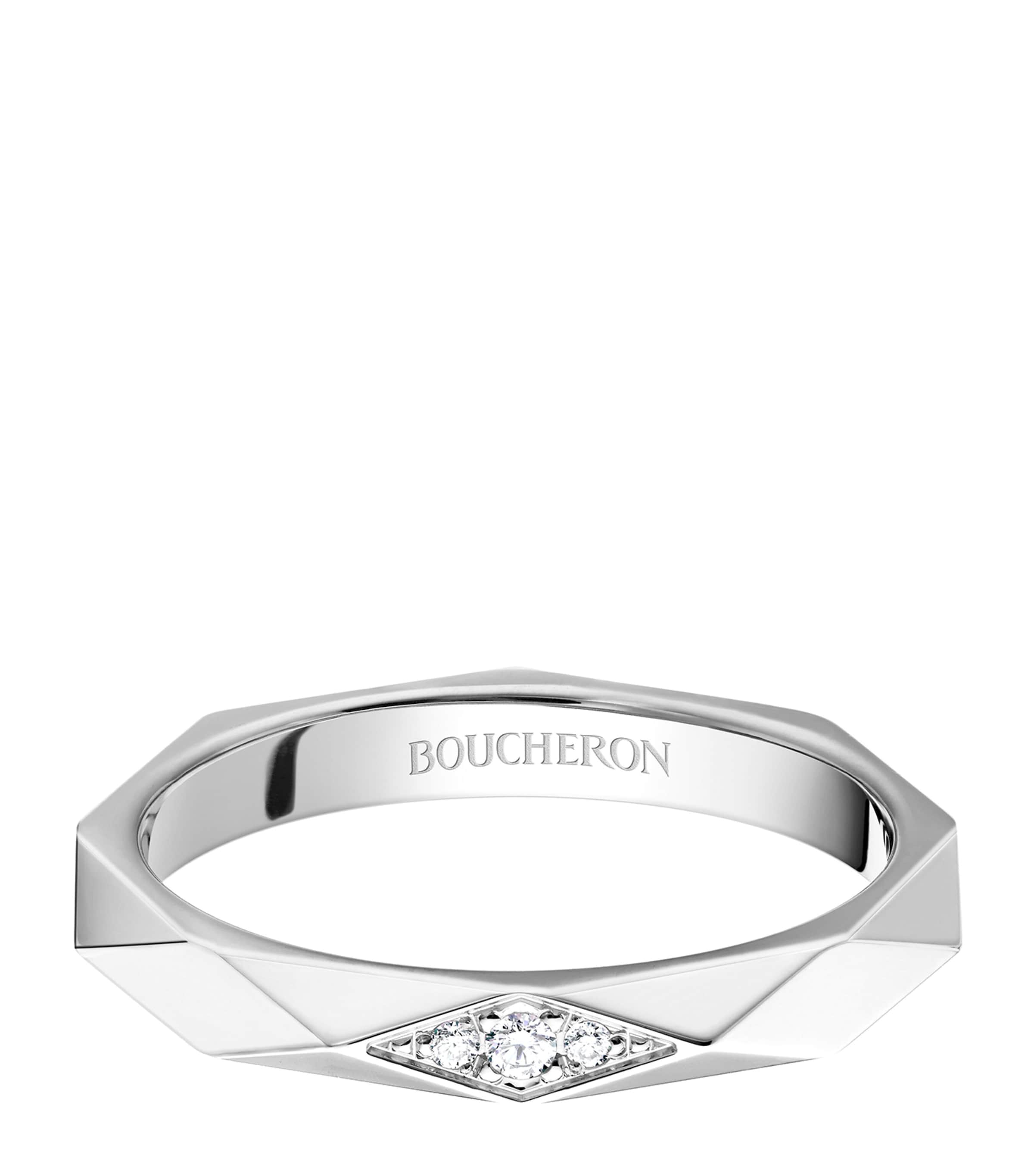Platinum and Diamond Facette Wedding Ring