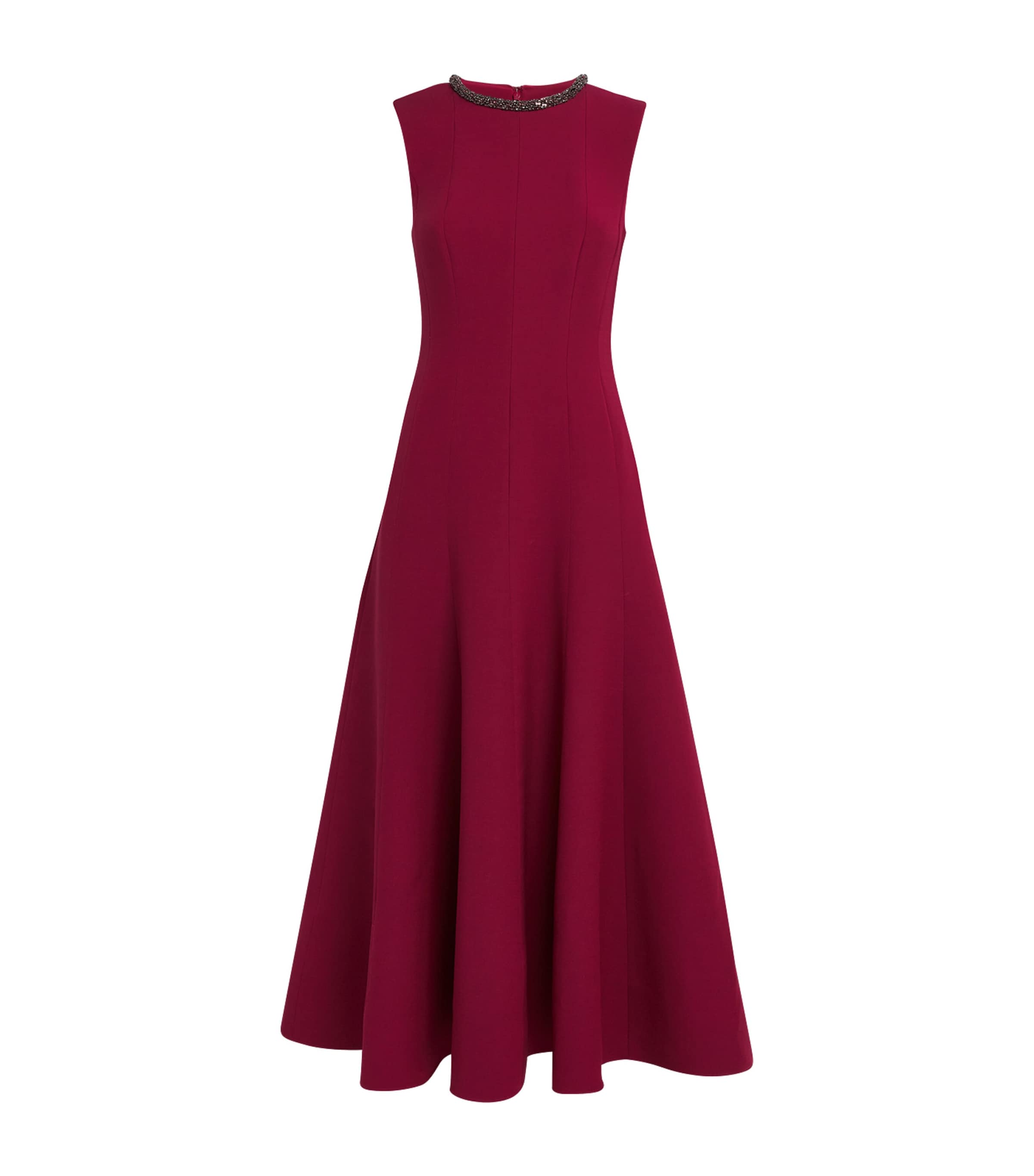 Roland Mouret Womens Wool-Silk Embellished Midi Dress Dark Pink