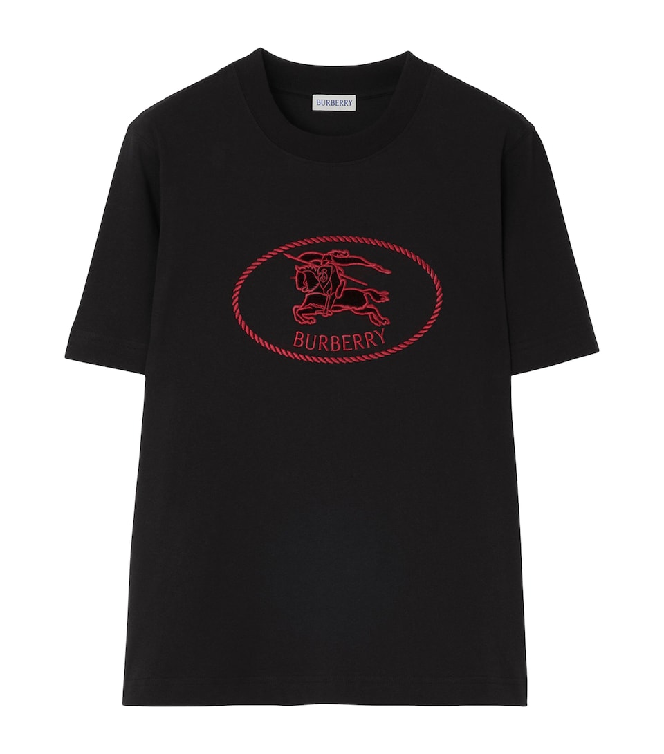 Burberry Womens Cotton EKD Stamp T-Shirt Black