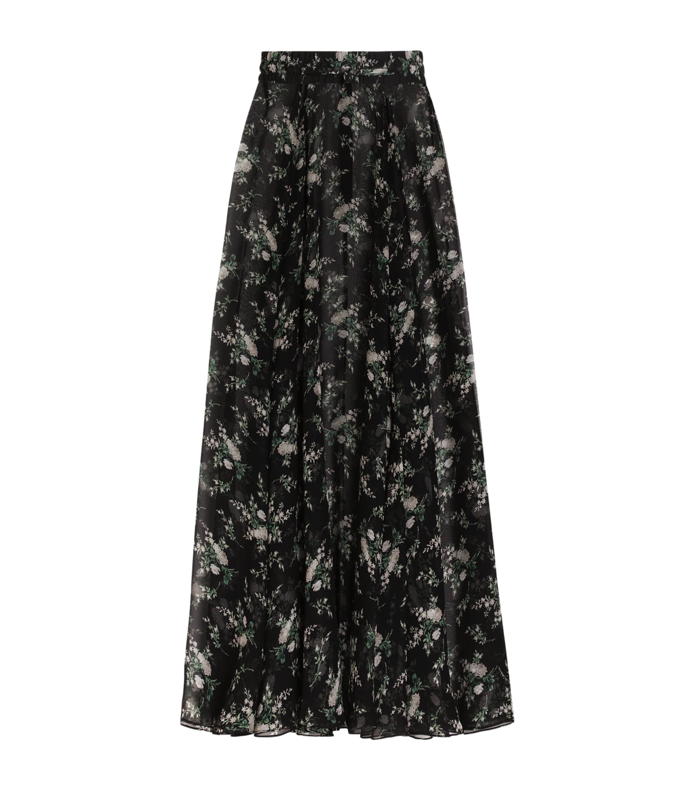 Dolce&Gabbana Womens Silk Chiffon Floral Maxi Skirt Ros/
