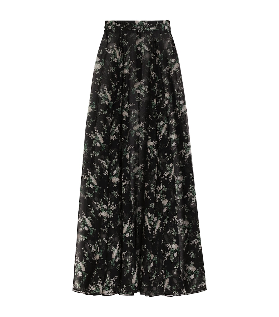 Dolce&Gabbana Womens Silk Chiffon Floral Maxi Skirt Ros/