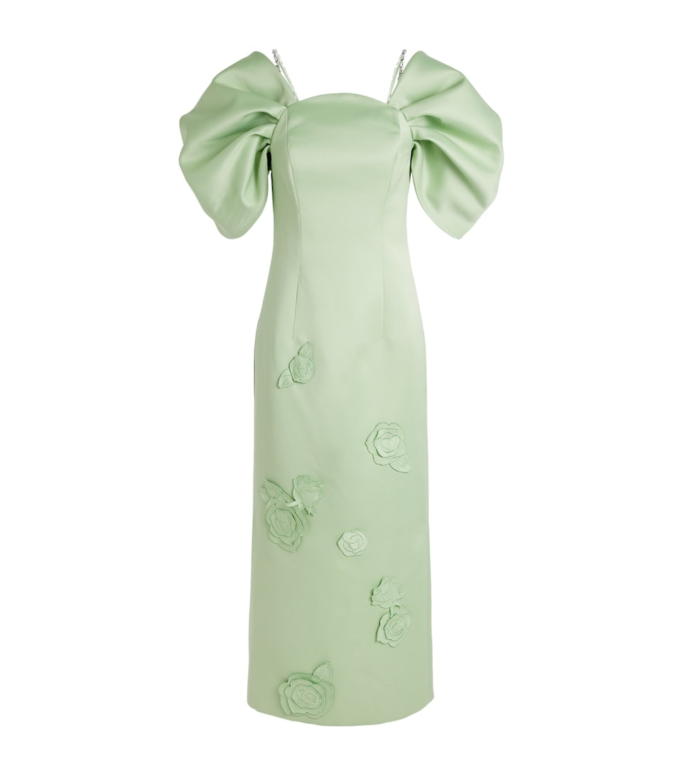 LEO LIN Womens Appliqué Arabella Maxi Dress Juniper Green
