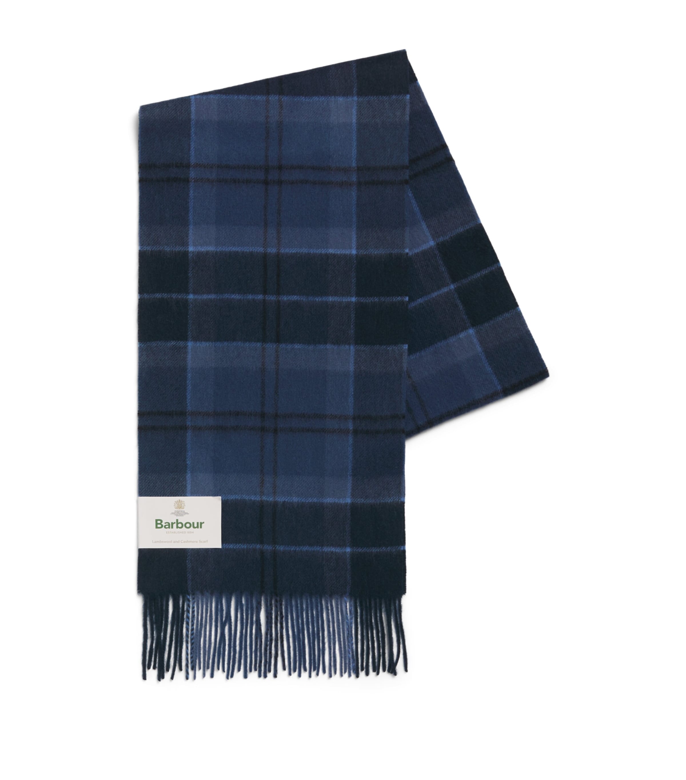 Barbour Wool-Cashmere Mineral Tartan Scarf Midnight Loch