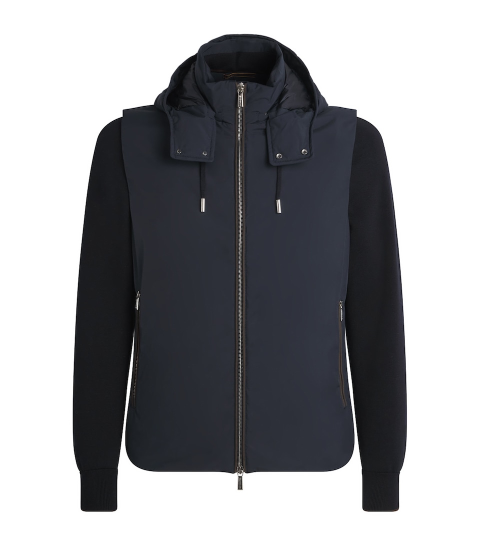 Moorer Mens Quilted Hybrid Jacket Blu