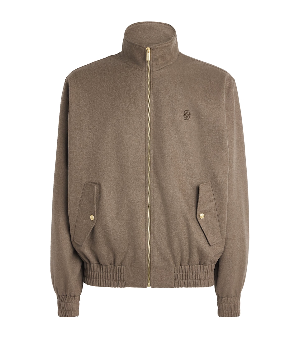 Drôle De Monsieur Mens Virgin Wool-Blend Track Jacket Light Brown