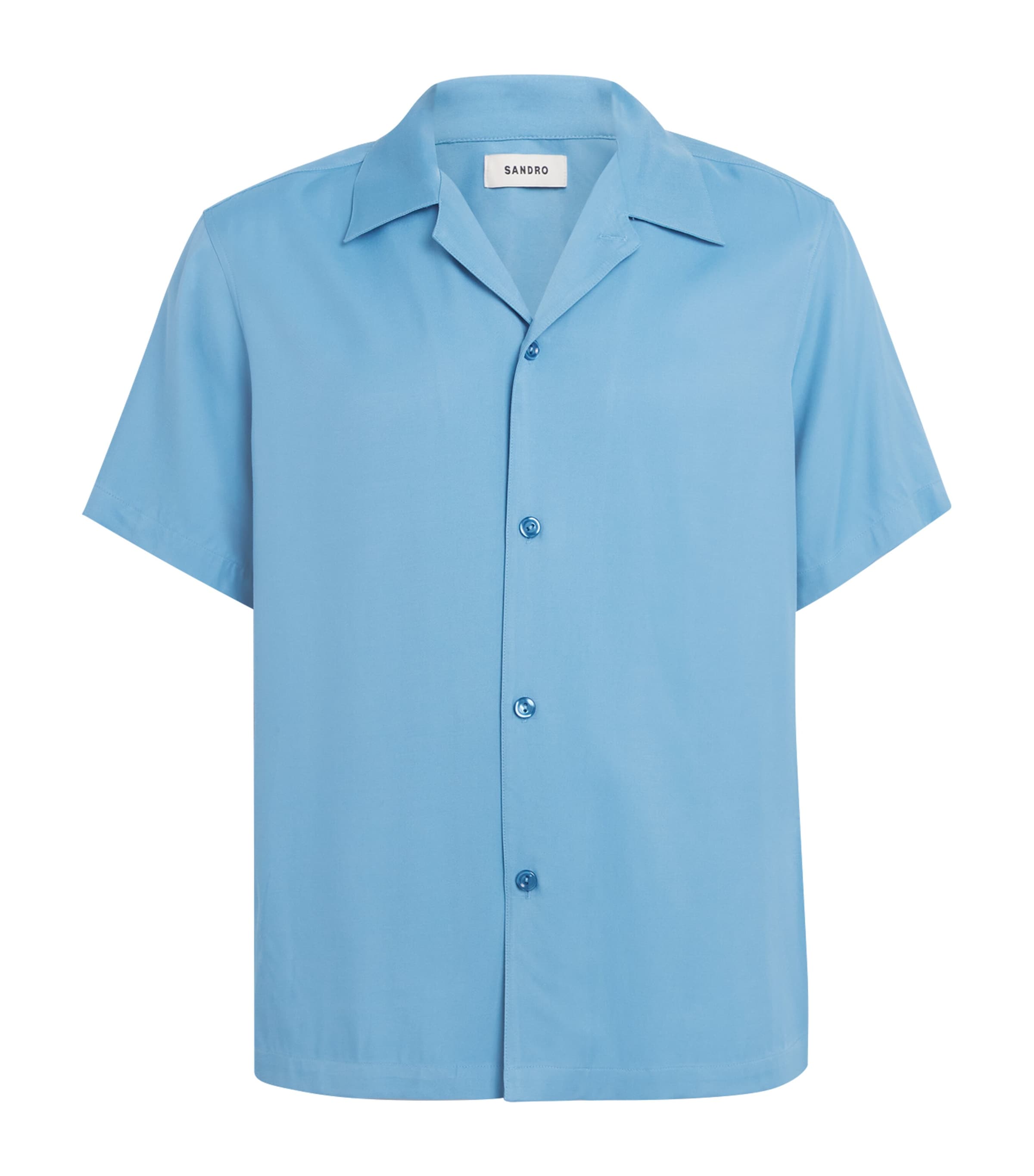 Sandro Paris Mens Loose-Fit Short-Sleeve Shirt Sky Blue