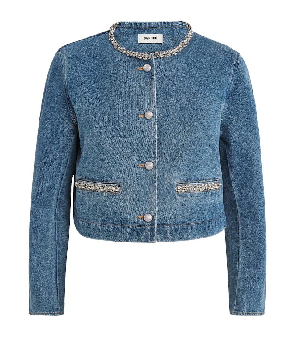 Rhinestone-Embellished Denim Jacket