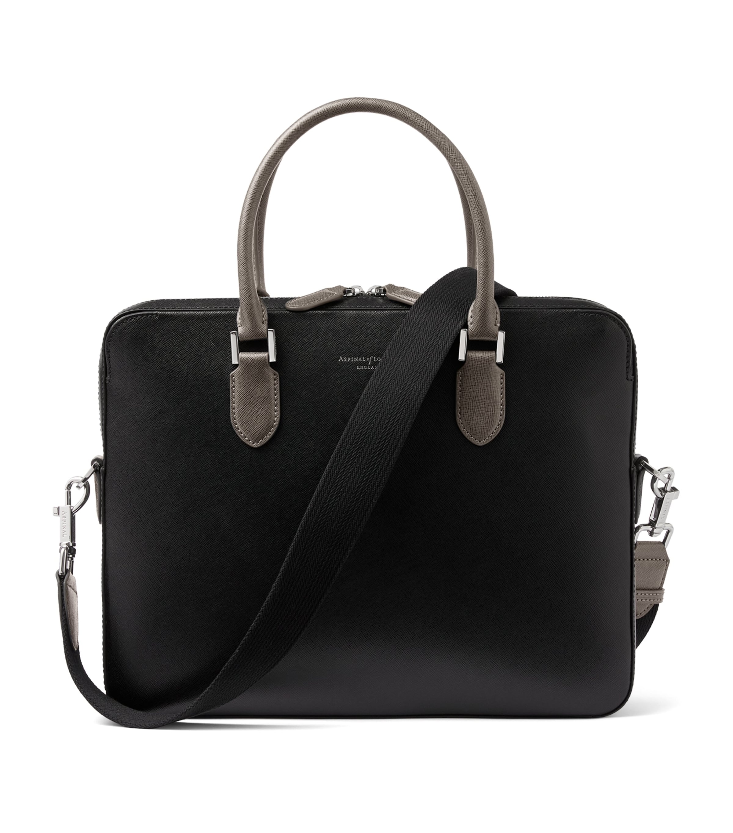 Aspinal Of London Slim Leather Mount Street Briefcase Black