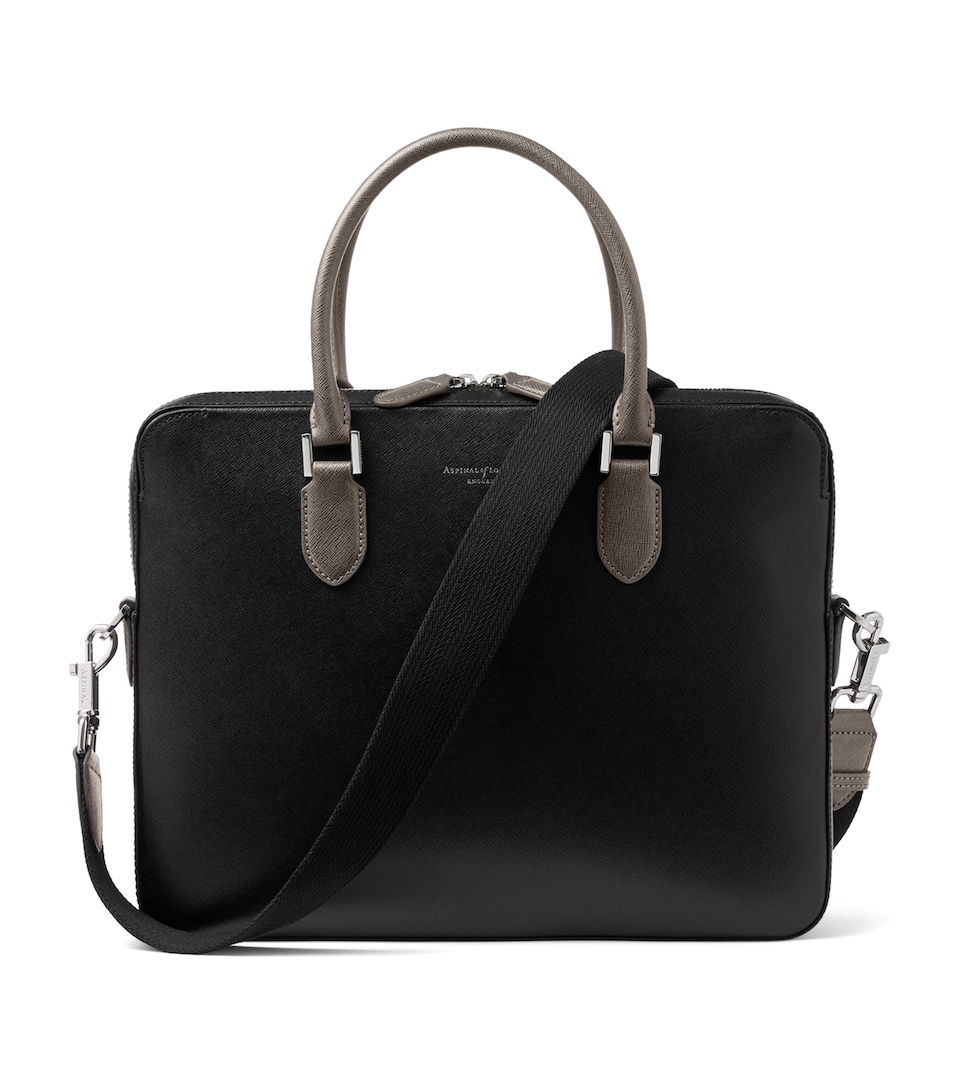 Aspinal Of London Slim Leather Mount Street Briefcase Black