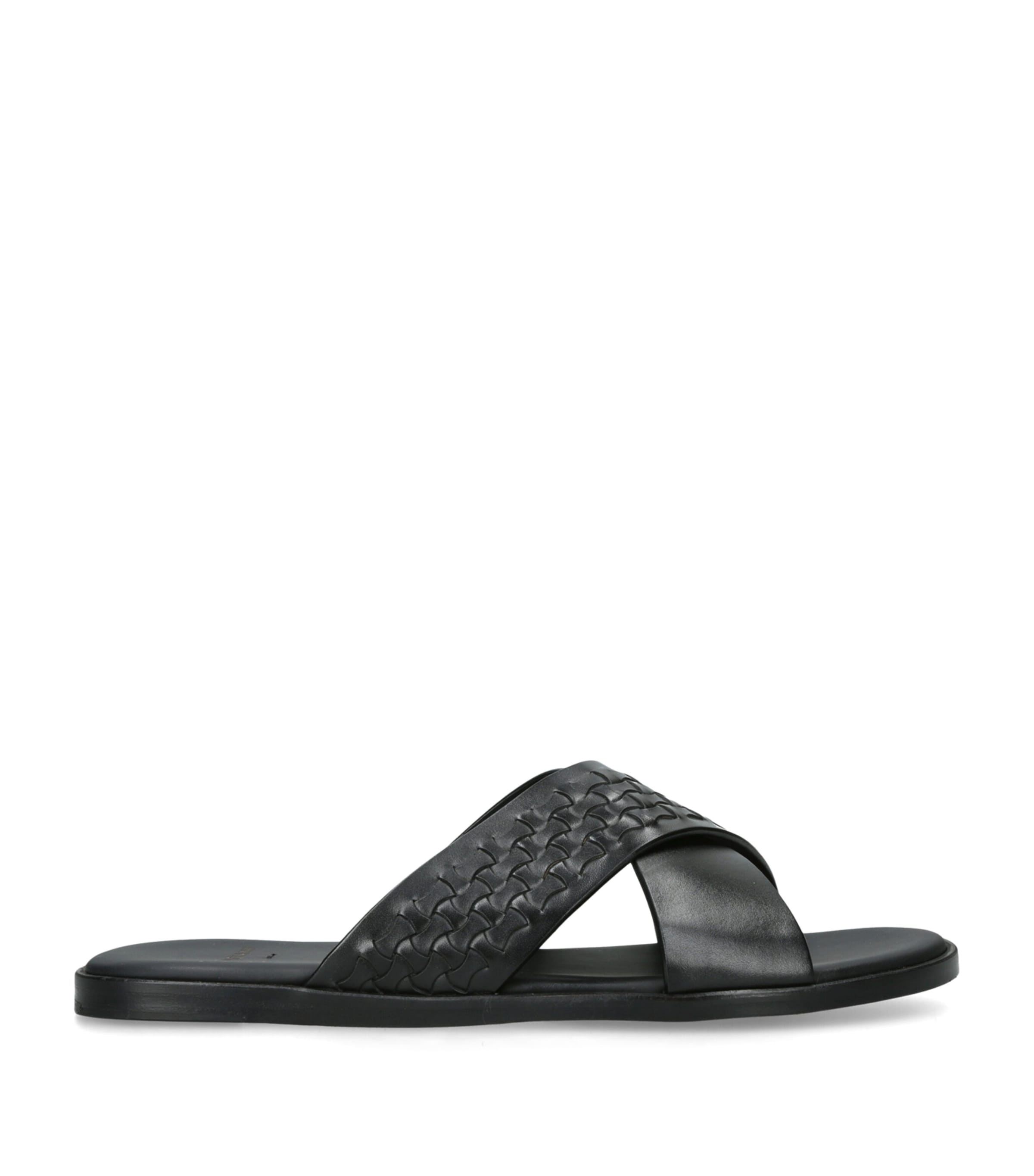 Magnanni Woven Leather Cross Sandals Black