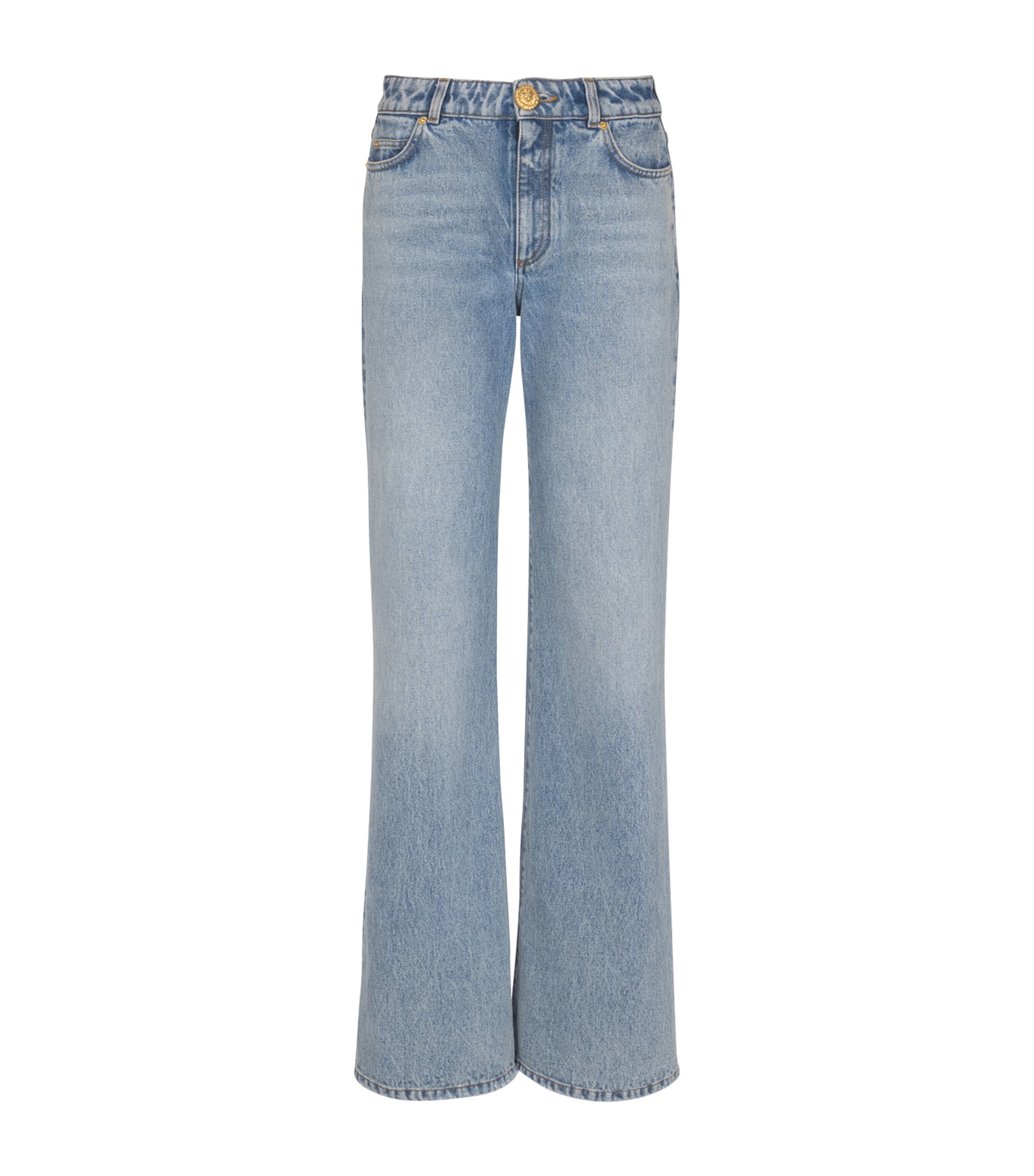 Balmain Womens Straight-Leg Jeans Bleu Jean Delav