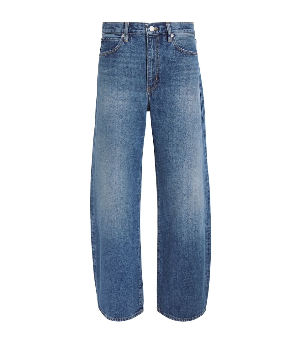 FRAME Womens The Bow High-Rise Barrel-Leg Jeans Soundwave