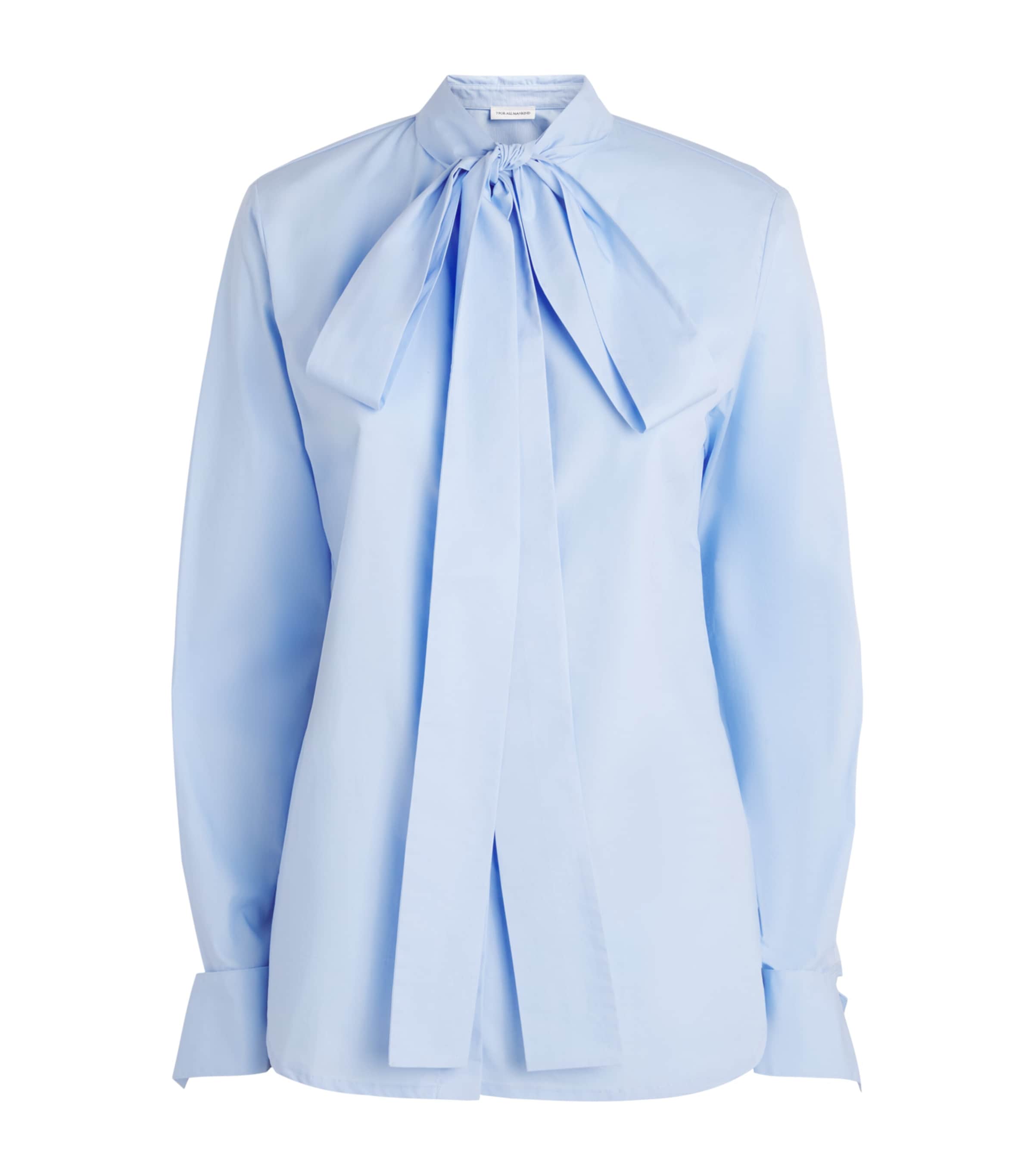 7 For All Mankind Womens Cotton Tie-Detail Shirt Light Blue