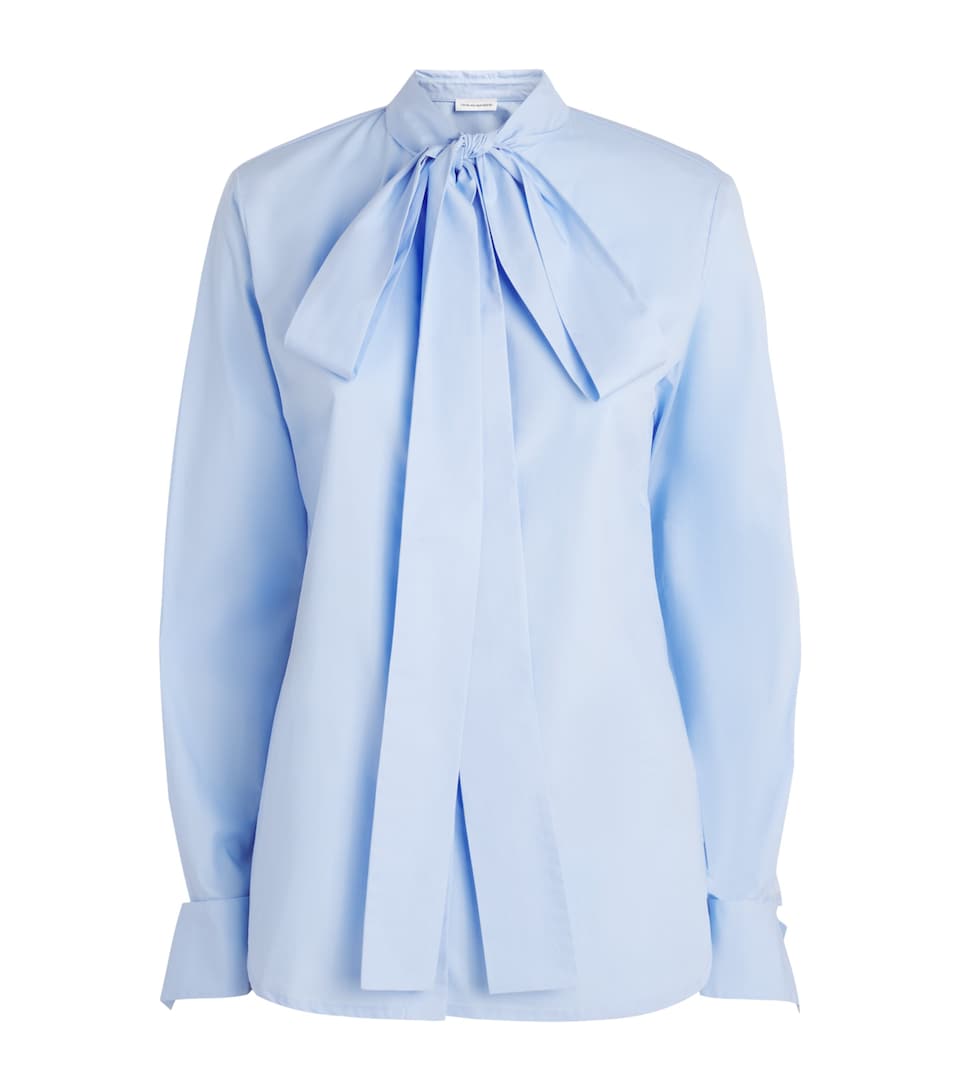 7 For All Mankind Womens Cotton Tie-Detail Shirt Light Blue