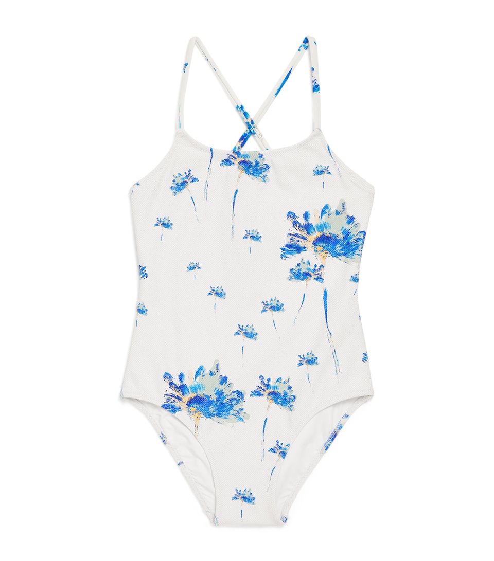 Vilebrequin Kids Metallic Flower Print Swimsuit (2-12 Years) Off White