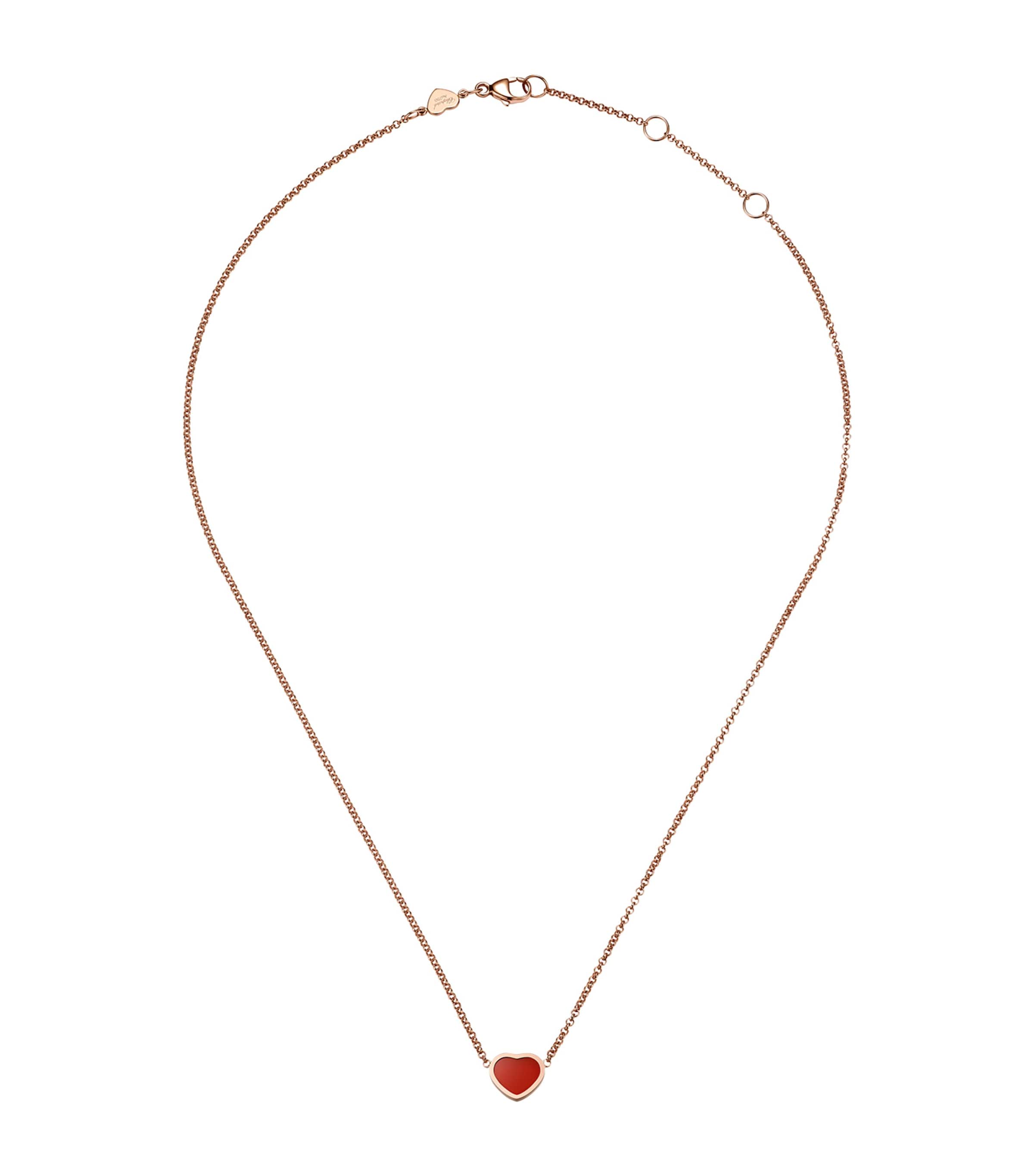 Rose Gold and Carnelian My Happy Hearts Pendant Necklace
