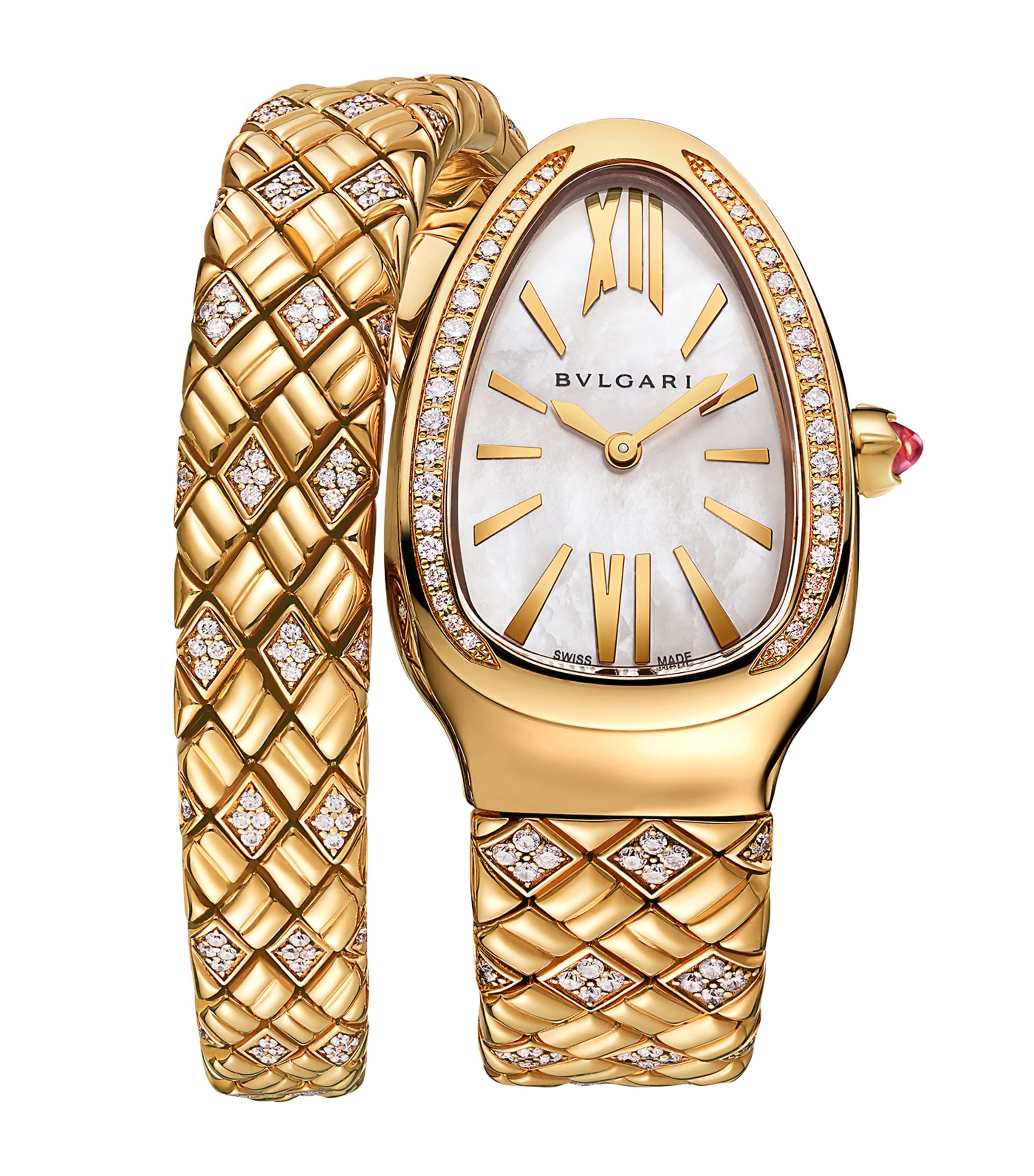 Yellow Gold and Diamond Serpenti Spiga Watch 35mm
