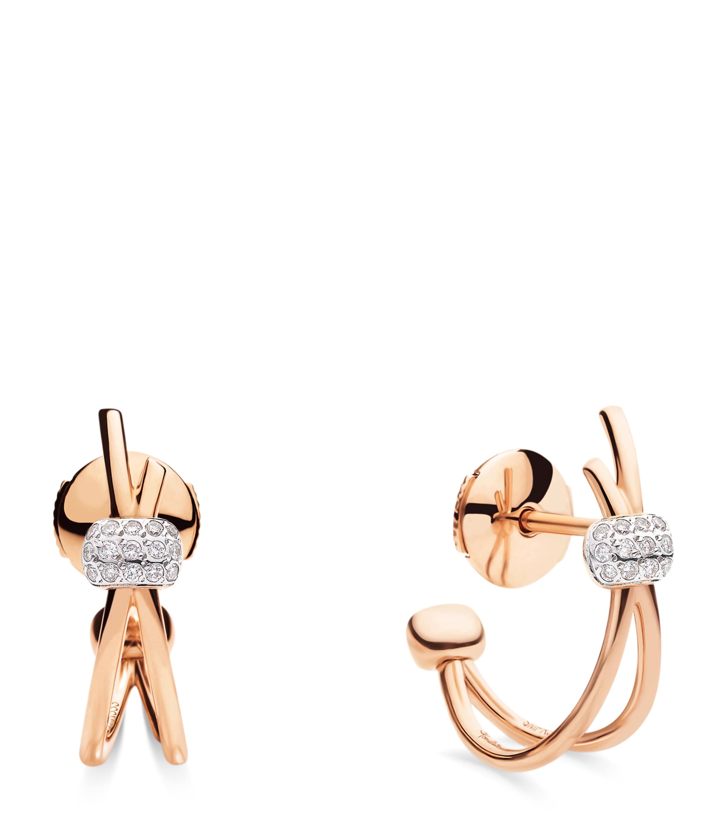 Pomellato Rose Gold and Diamond Pomellato Together Hoop Earrings
