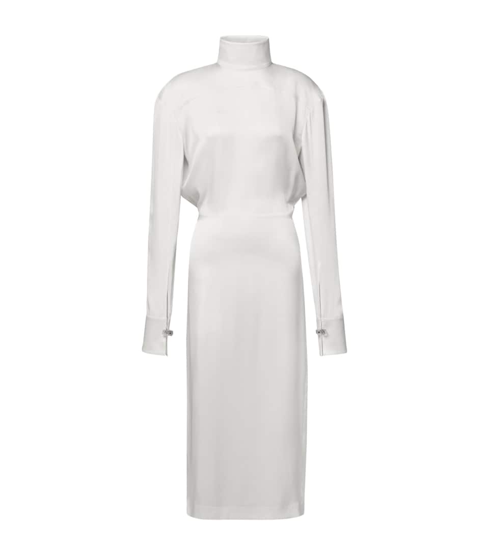 LOUIS VUITTON Womens Silk Open-Back Midi Dress White