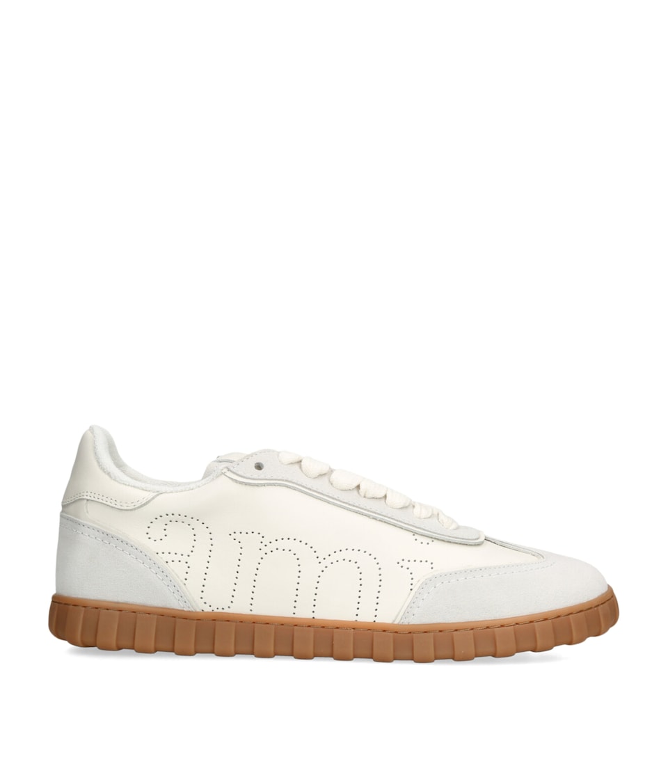 AMI Paris Leather Step Sneakers Bone/comb
