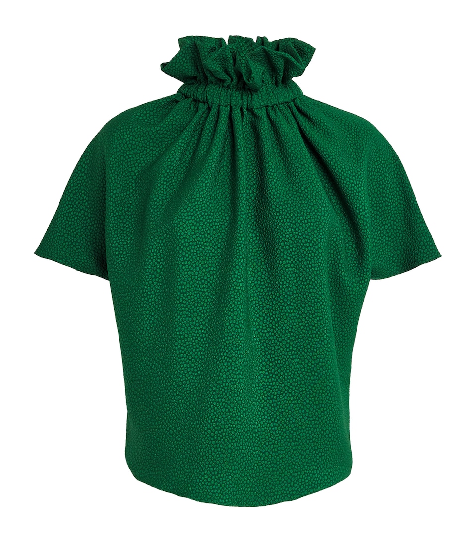 Bubble Jacquard Ruff Blouse