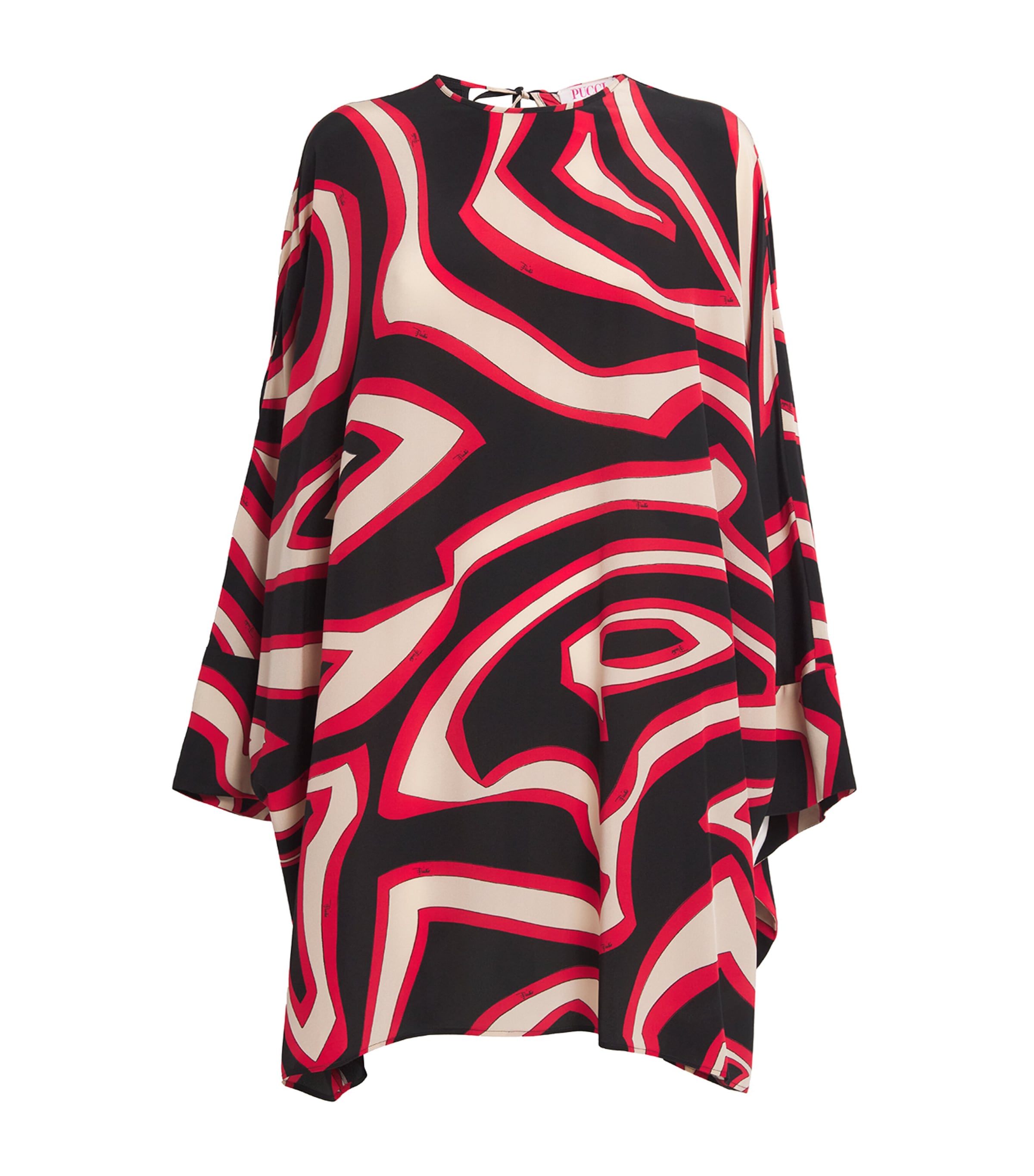 Silk Labirinto Print Mini Kaftan Dress