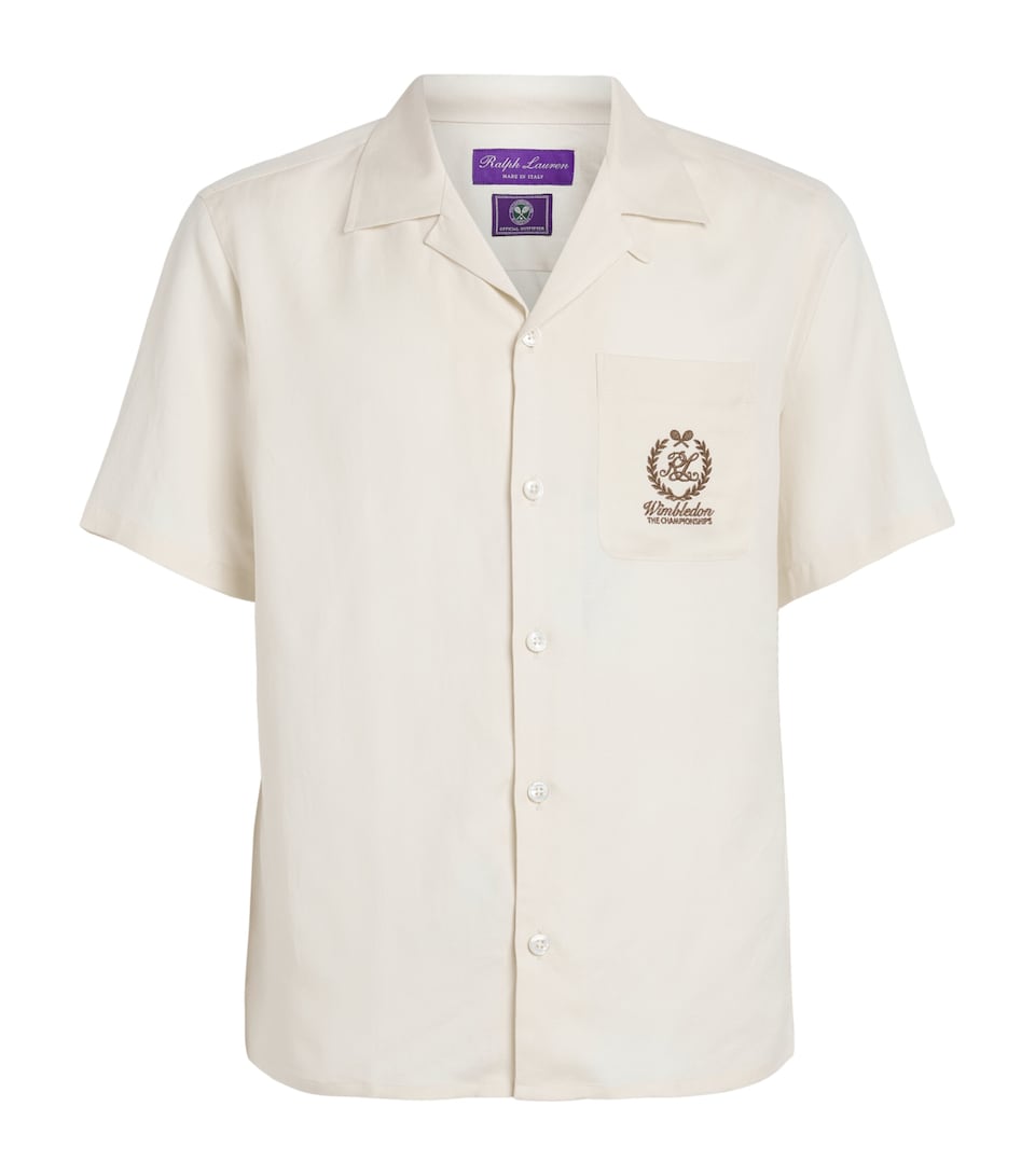 Ralph Lauren Purple Label Mens x Wimbledon Silk-Linen Shirt Cream