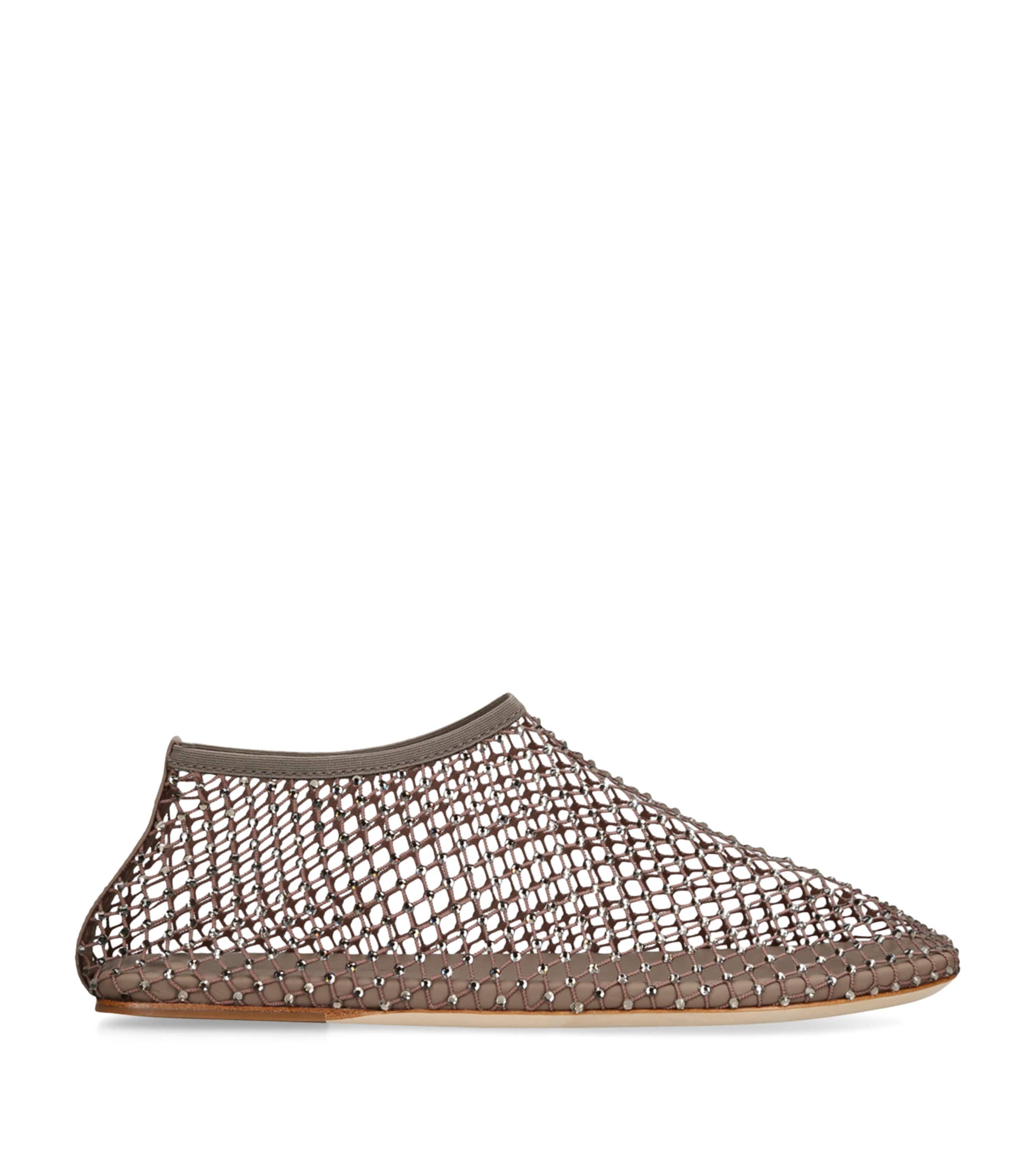 Mesh Embellished Minette Ballet Flats