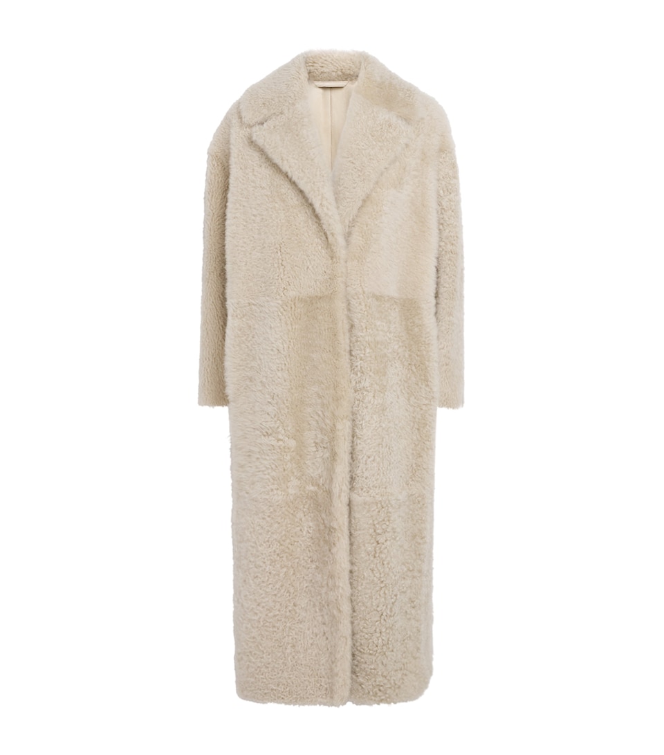 Max Mara Womens Shearling Coat Albino
