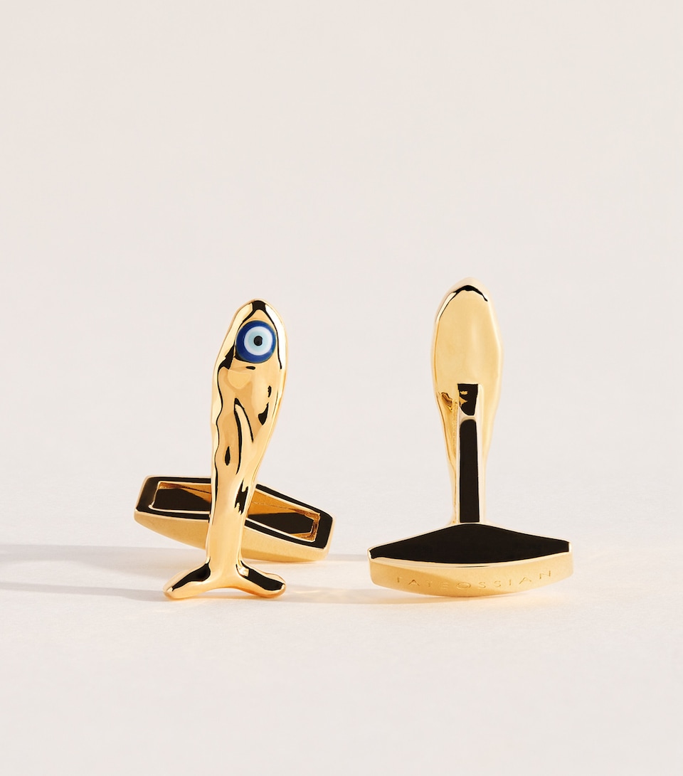 Tateossian Gold-Plated Sterling Silver Feng Shui Fish Cufflinks Yellow Gold Colour