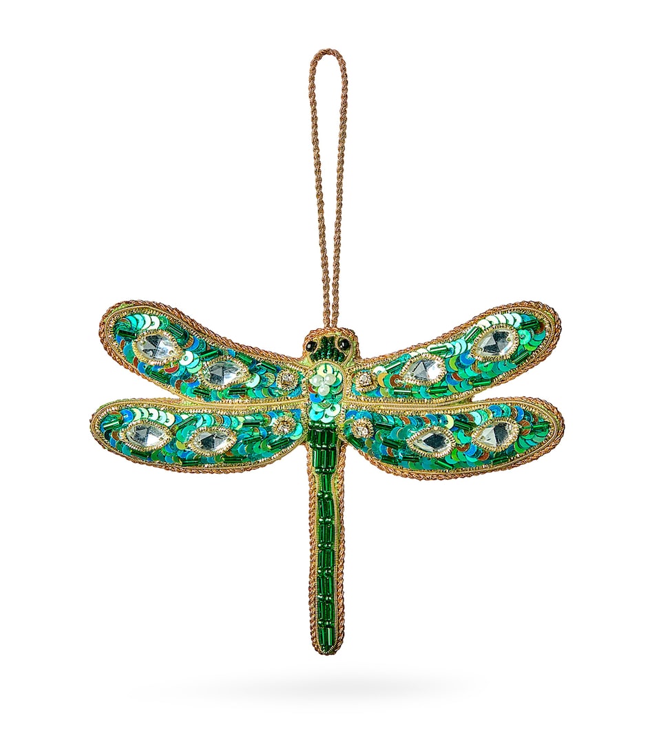 Linen Embellished Dragonfly Tree Ornament