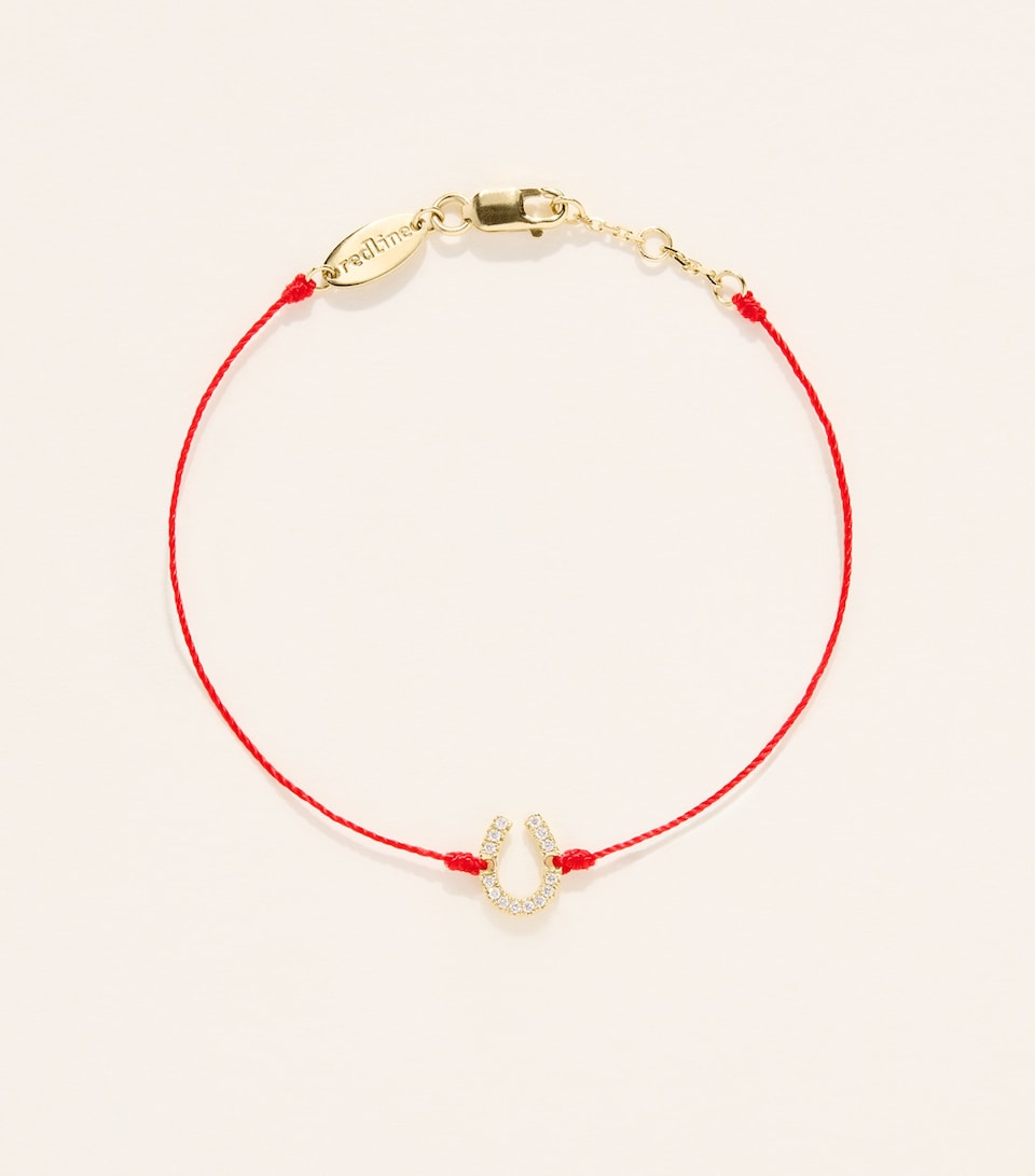 Redline Yellow Gold and Diamond Fer À Cheval Bracelet Red