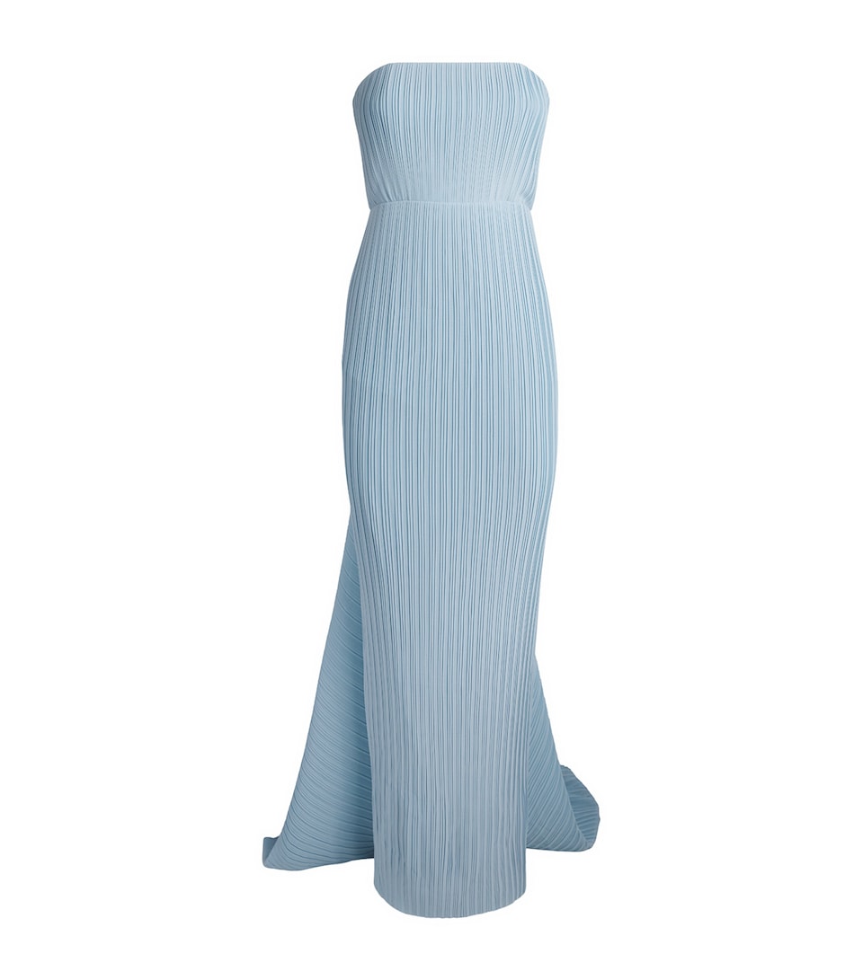 Solace London Womens Pleated Harlee Strapless Gown Soft Blue