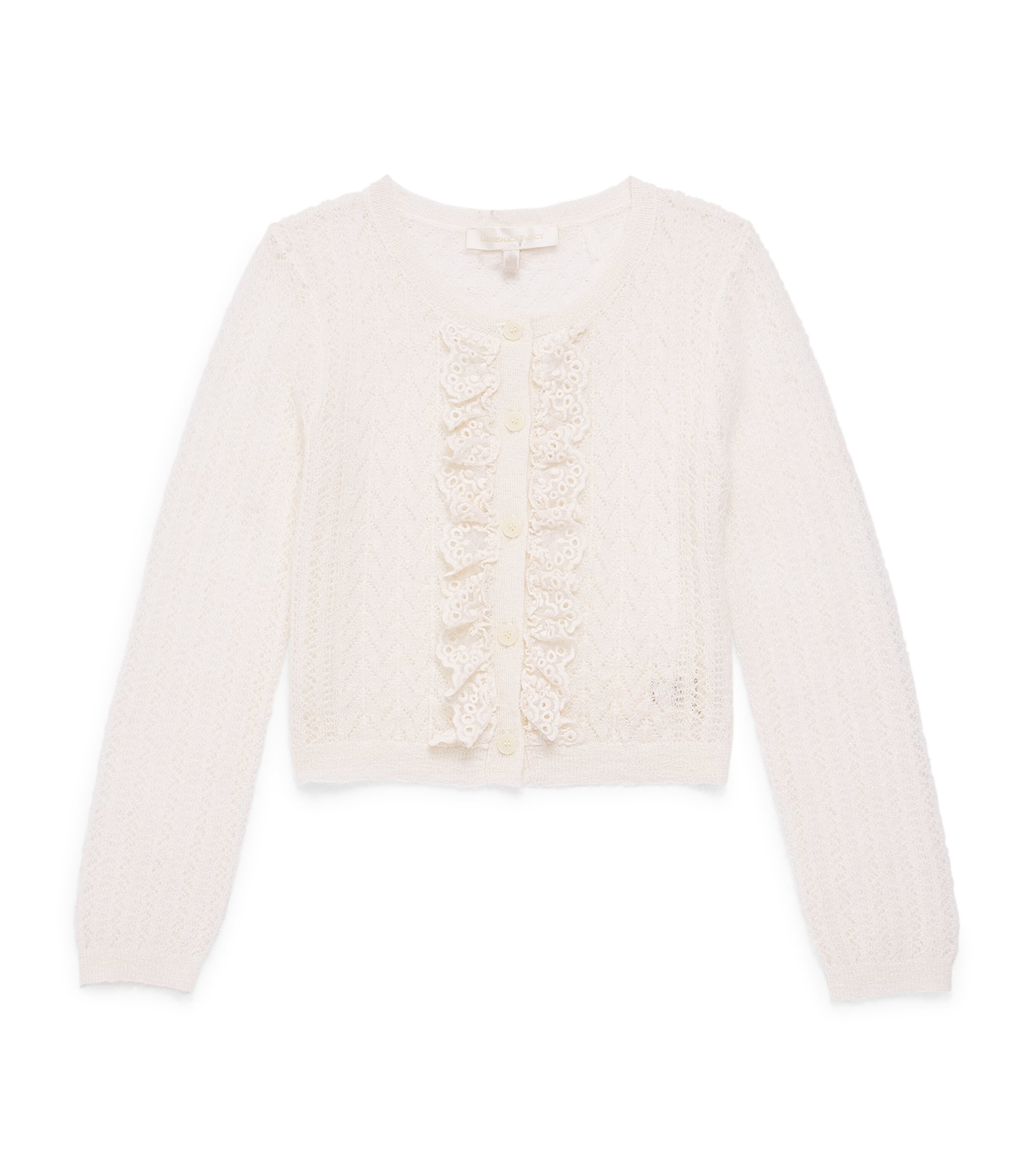 LoveShackFancy Alpaca-Wool Kena Cardigan (7-14 Years) Aspwhaspen White