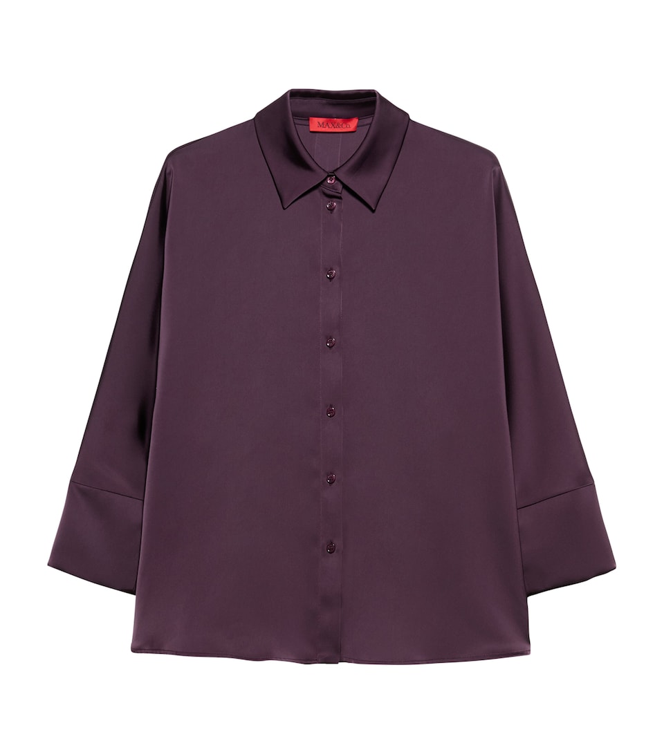 MAX&Co. Womens Satin Shirt Aubergine