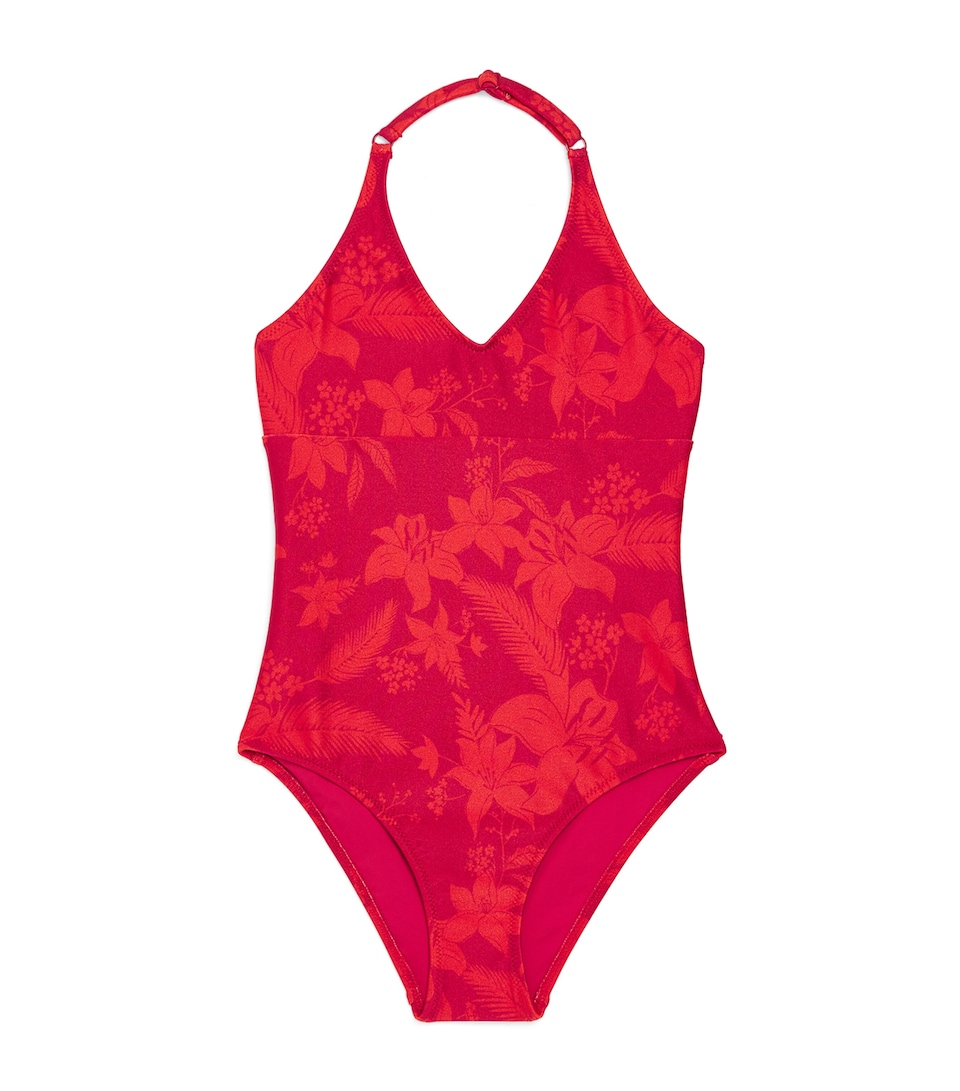 Halterneck Tropical Floral Swimsuit (2-14 Years)