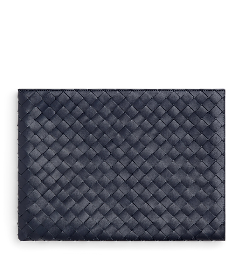 Bottega Veneta Leather Intrecciato Zip Pouch