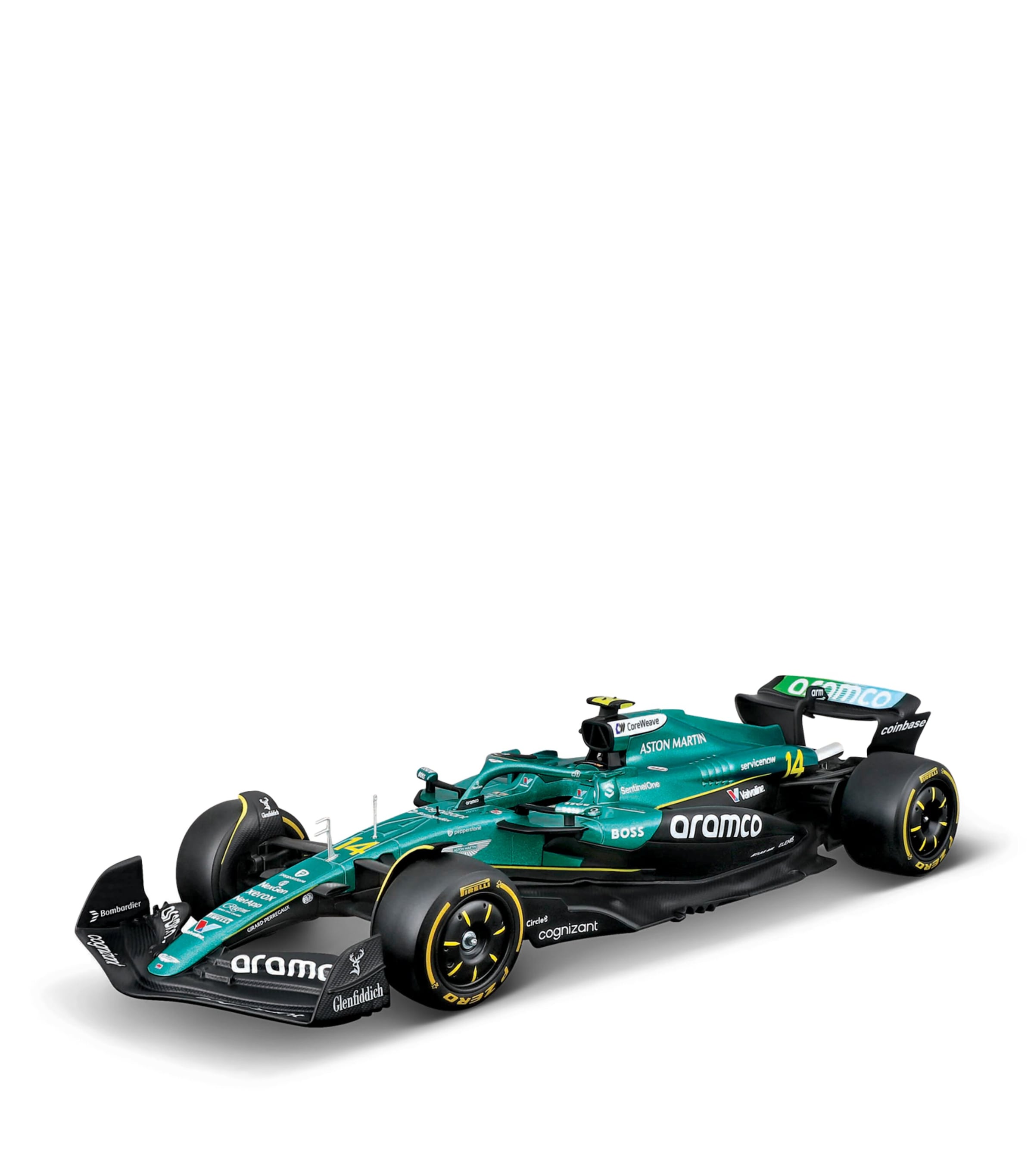 Bburago F1 Aston Martin AMR25 1:24 Model and Fernando Alonso Figure