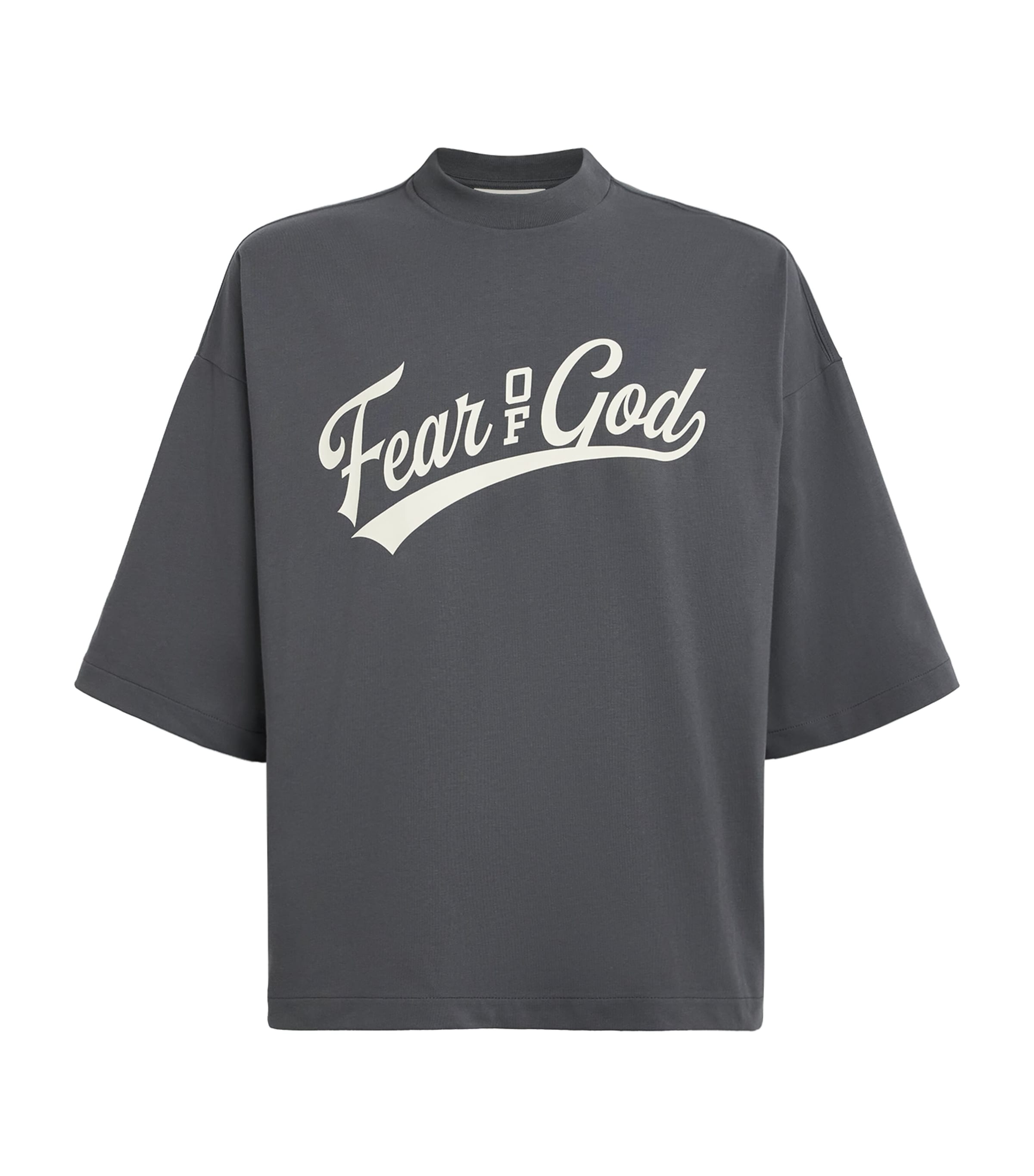 FEAR OF GOD ESSENTIALS Mens Cotton Boxy Merch T-Shirt Iron Grey