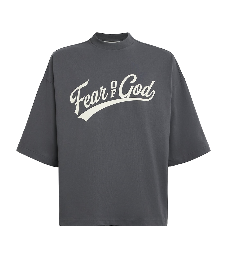 FEAR OF GOD ESSENTIALS Mens Cotton Boxy Merch T-Shirt Iron Grey