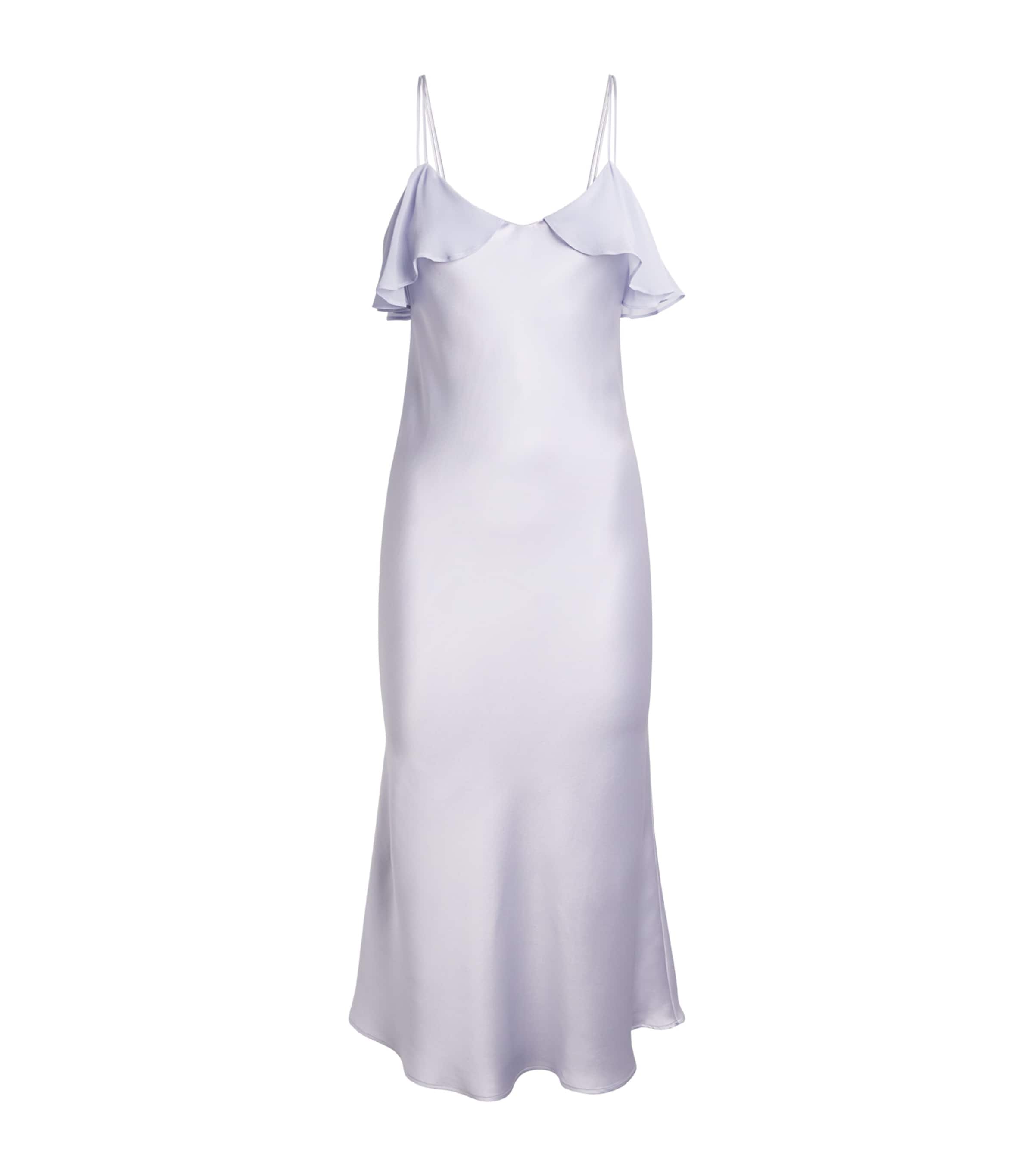 MANITO Womens Mulberry Silk Aurora Midi Slip Dress Orchid Petal