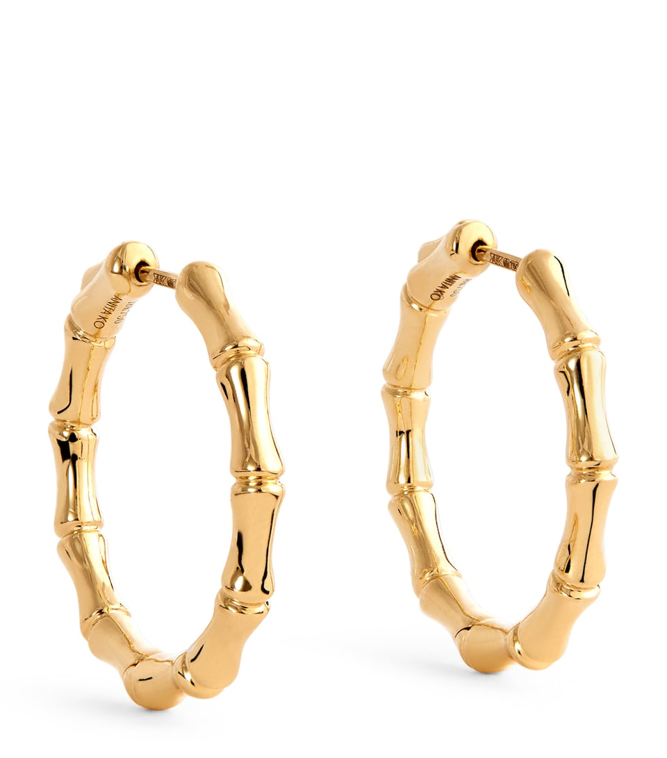 Yellow Gold Bamboo Hoop Earrings