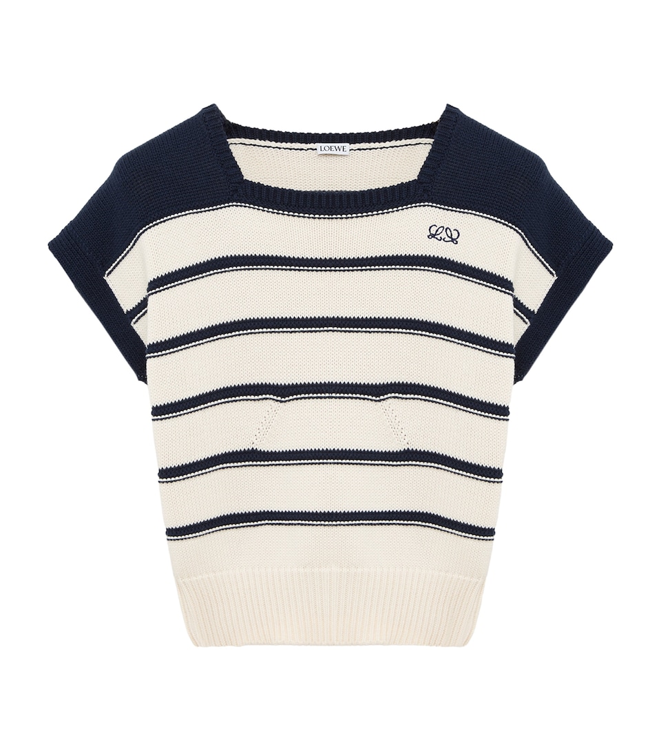 LOEWE Womens Cotton-Wool Stripe Sweater White/navy Blue