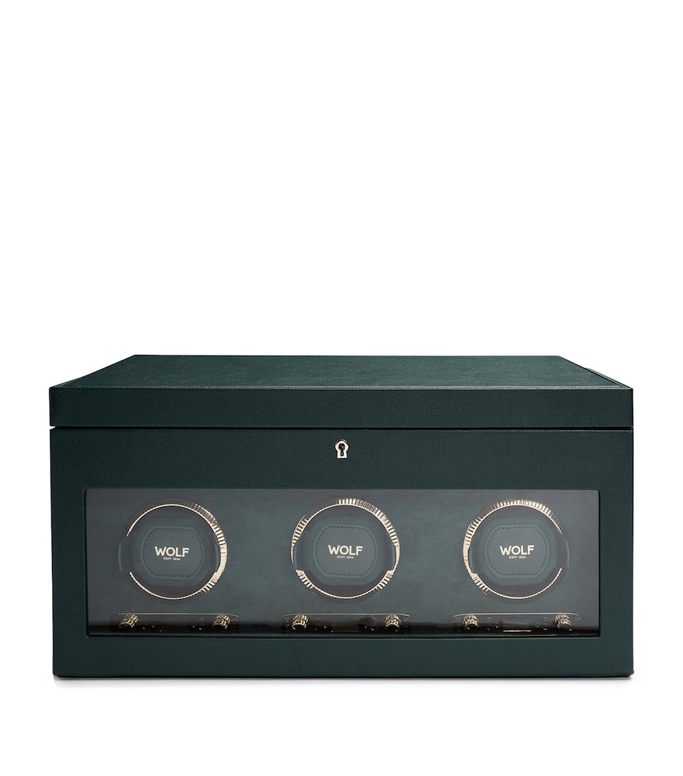 WOLF Vegan Leather Triple Watch Winder Green