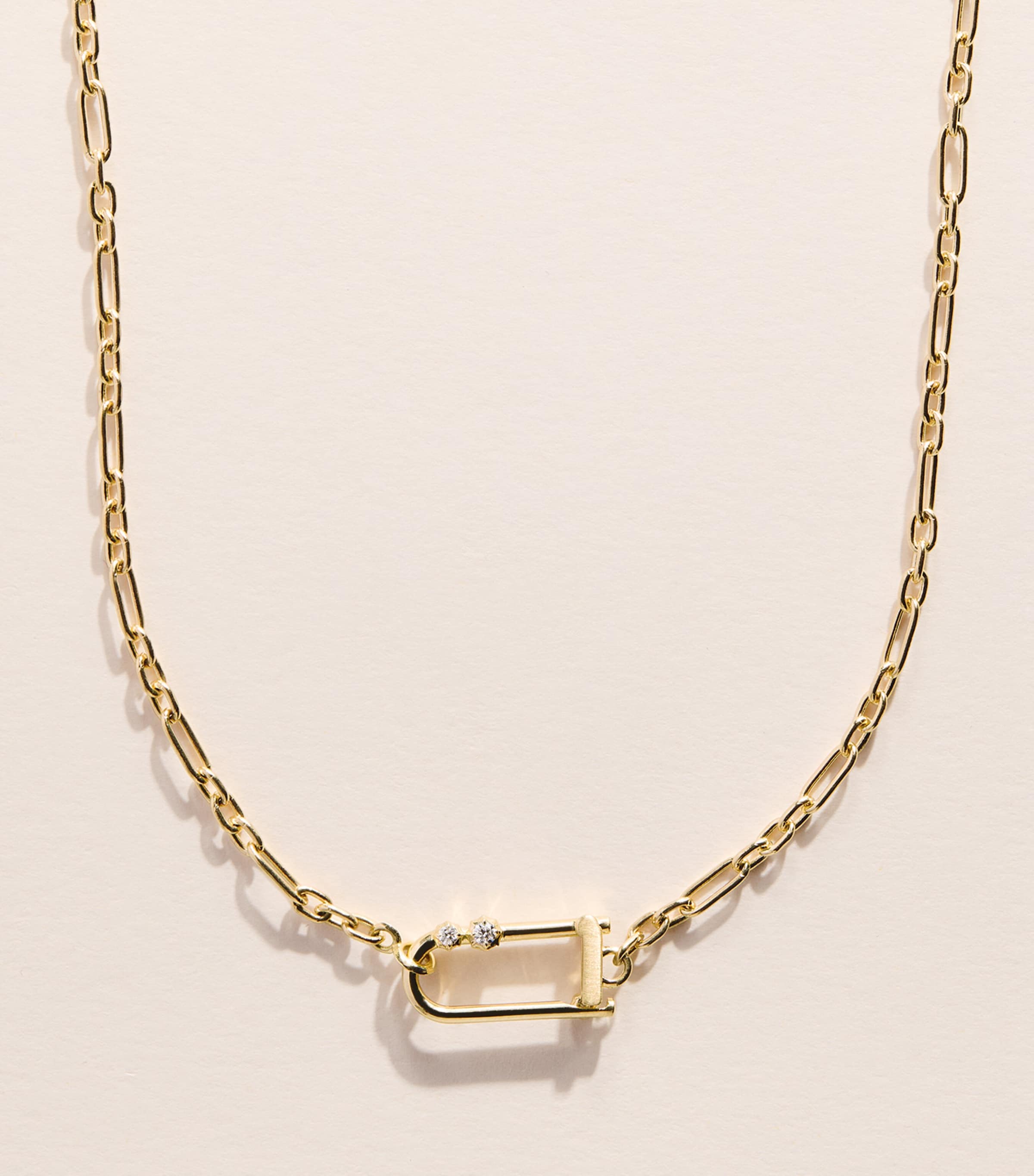 Jade Trau Petite Yellow Gold and Diamond Georgie Lock Necklace Yellow Gold