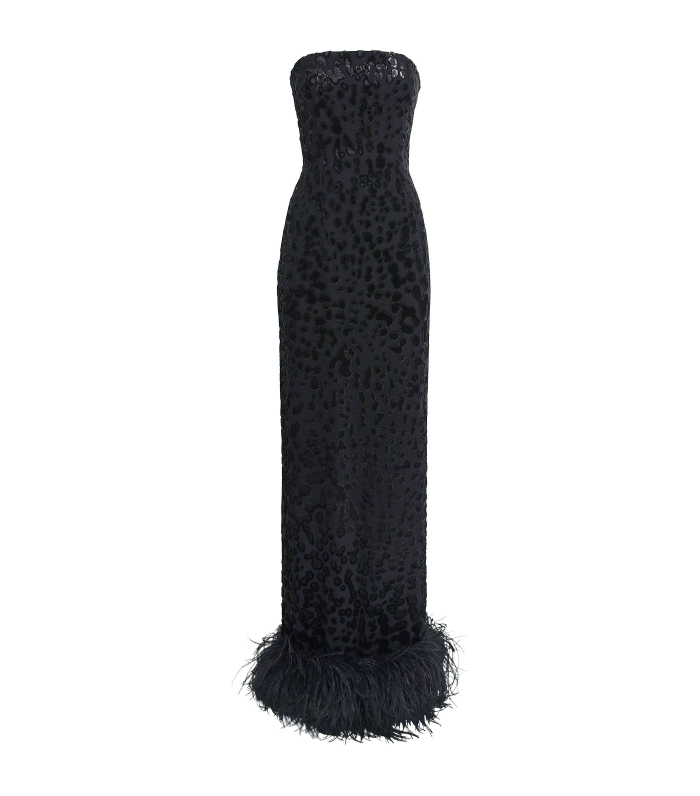16Arlington Womens Feather-Trim Frasia Strapless Gown Black