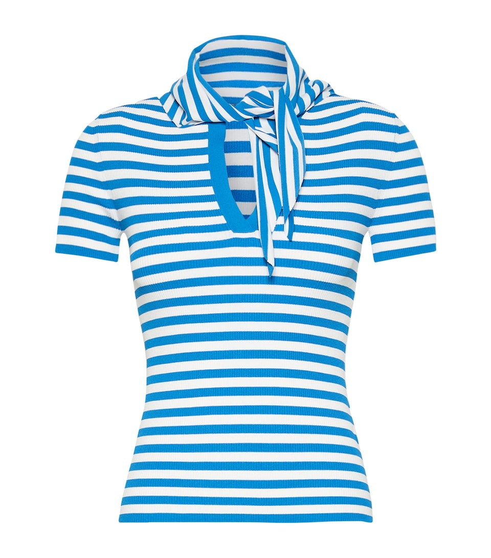 Max Mara Womens Scarf-Detail Stripe T-Shirt White
