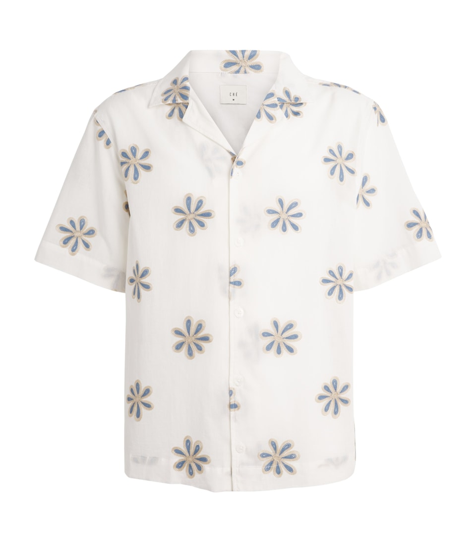 CHÉ Mens Cotton Embroidered Daisel Shirt White